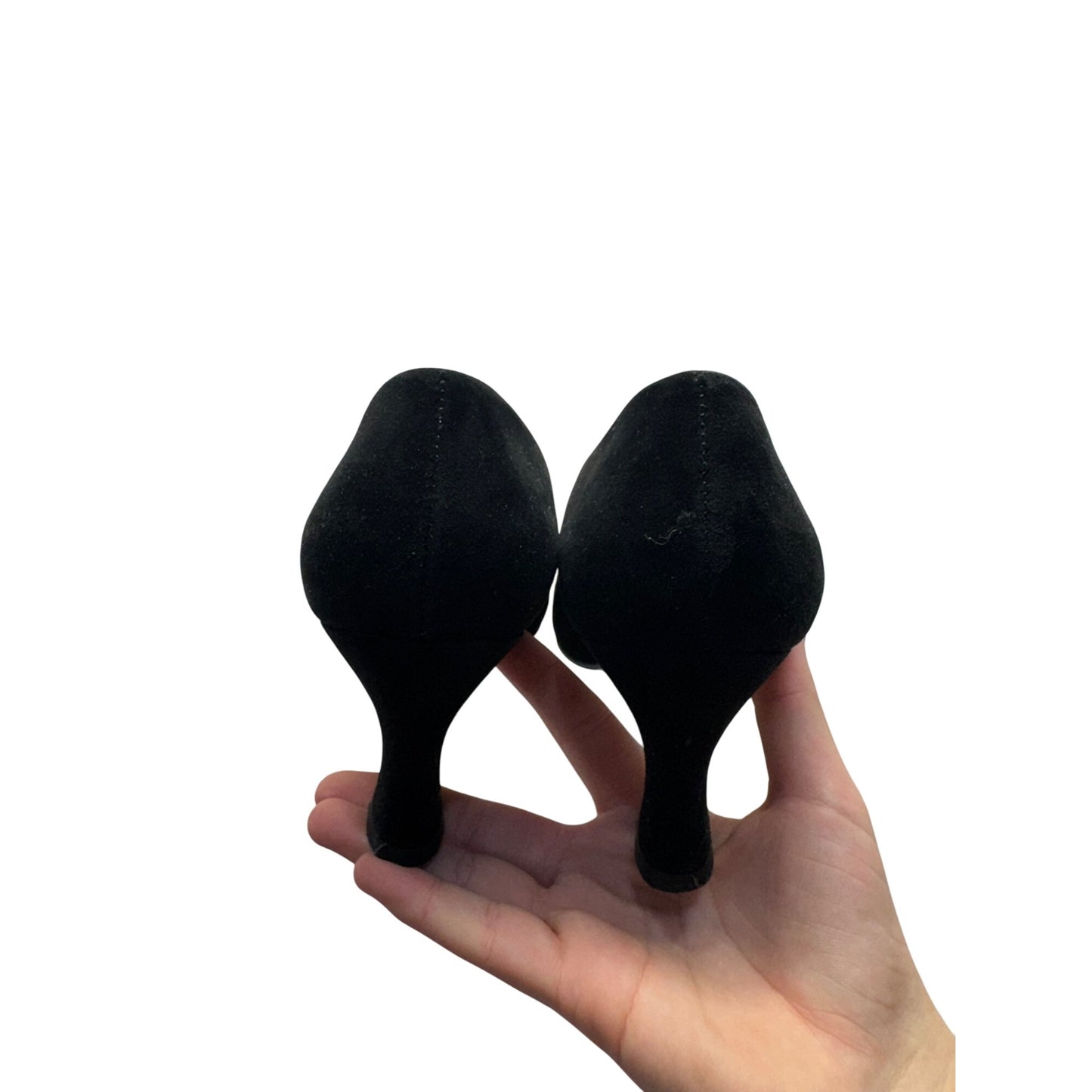 Nine West Black Suede Heels Pointed Toe Slip-On Shoes 7M #9617