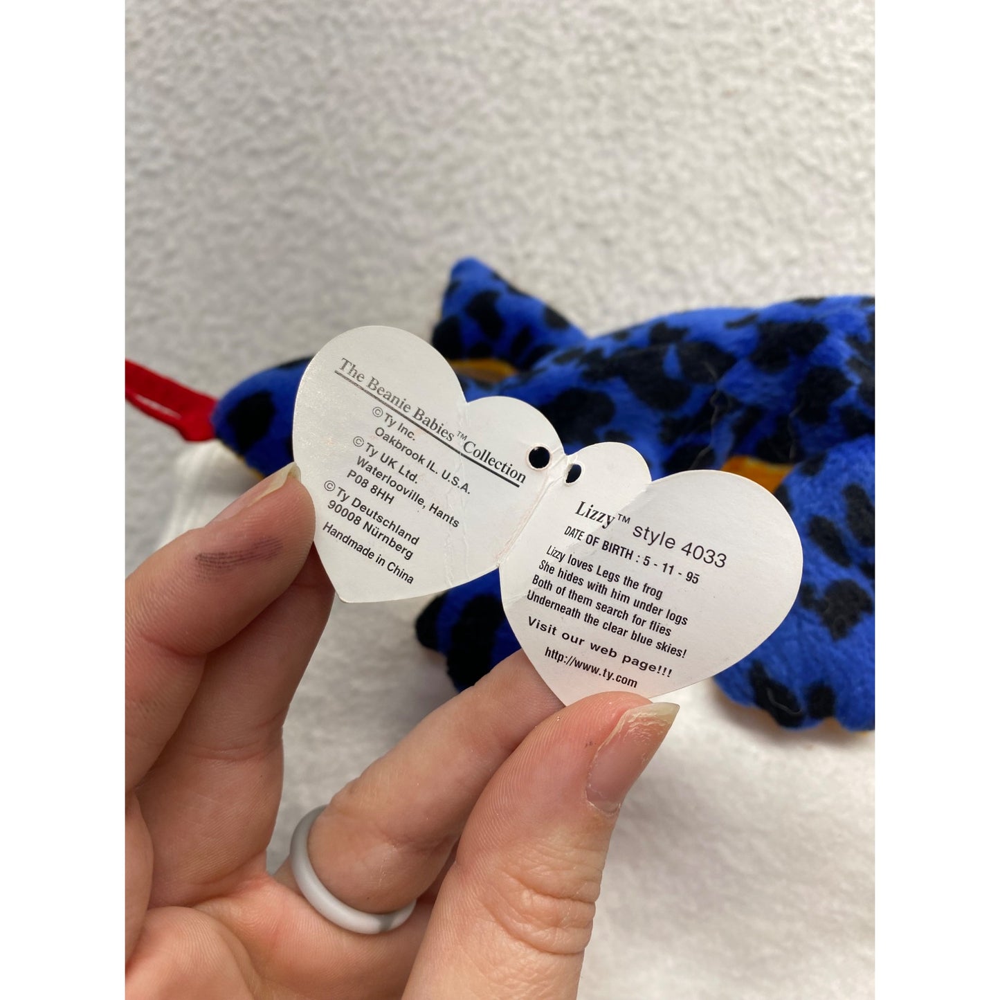 Ty Beanie Baby Lizzy Lizard Plush Pair 1995 #7388