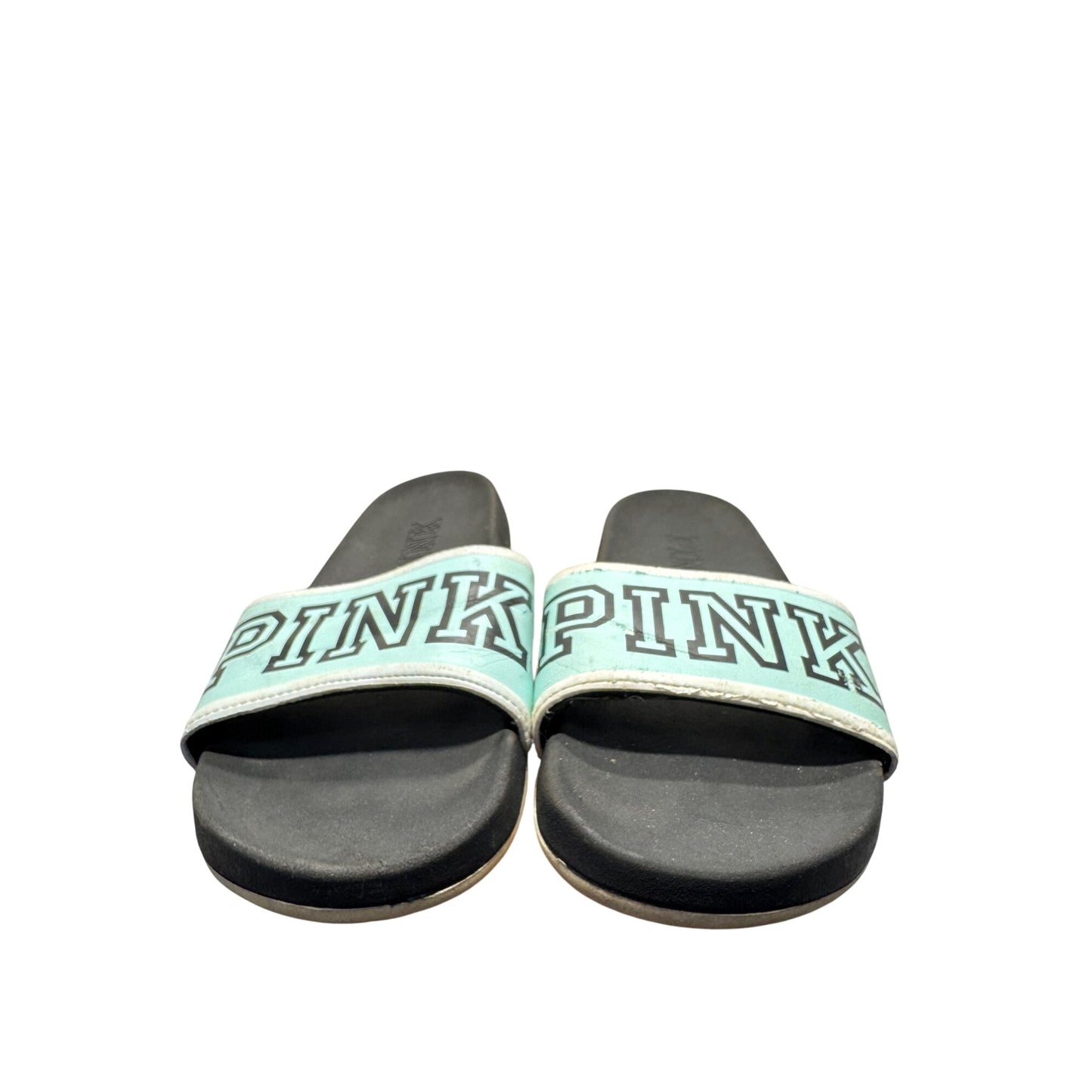 Victorias Secret Pink Mint Green & Black Slide Sandals Size 8 #9402