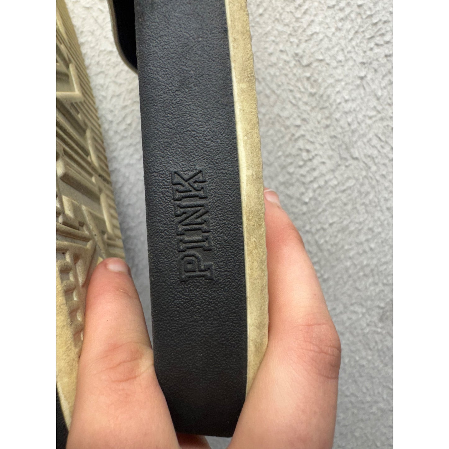 Victorias Secret Pink Mint Green & Black Slide Sandals Size 8 #9402