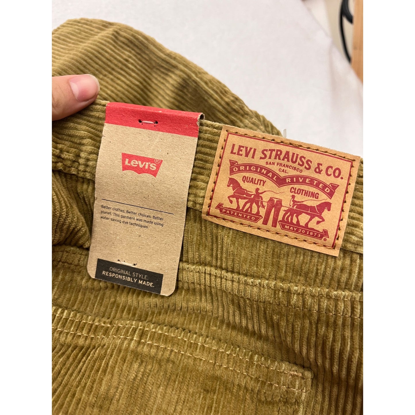 Levis Corduroy Pants 33X30 Original Casual Fit Tan #453A