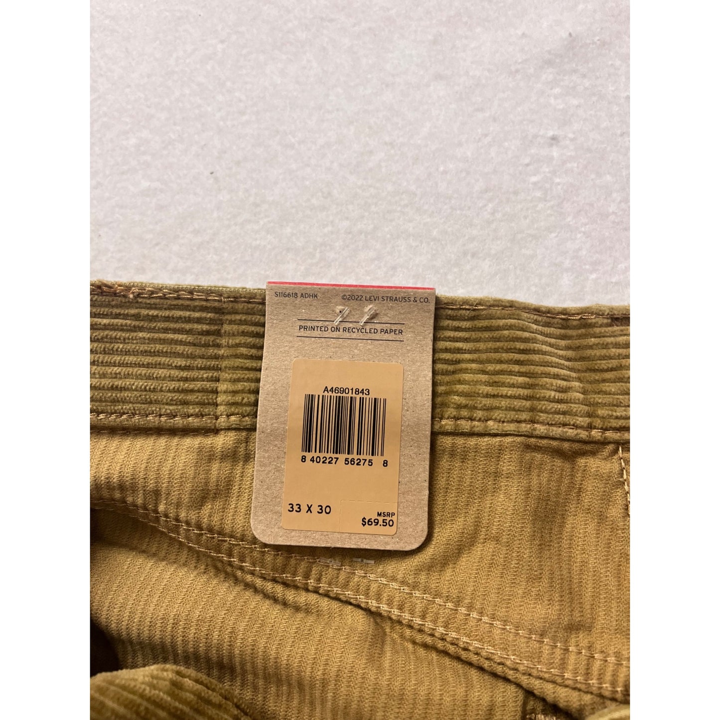Levis Corduroy Pants 33X30 Original Casual Fit Tan #453A