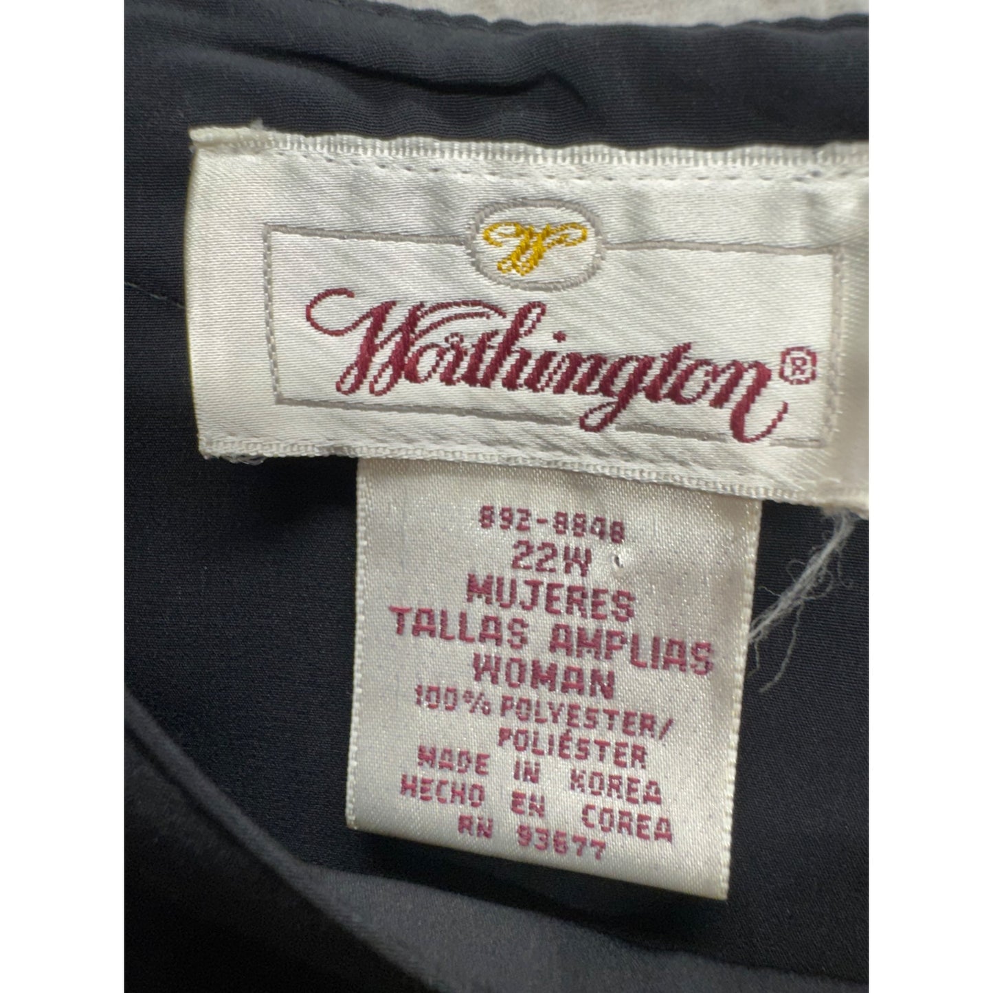 Worthington Black Short Sleeve Blouse 22W 85B
