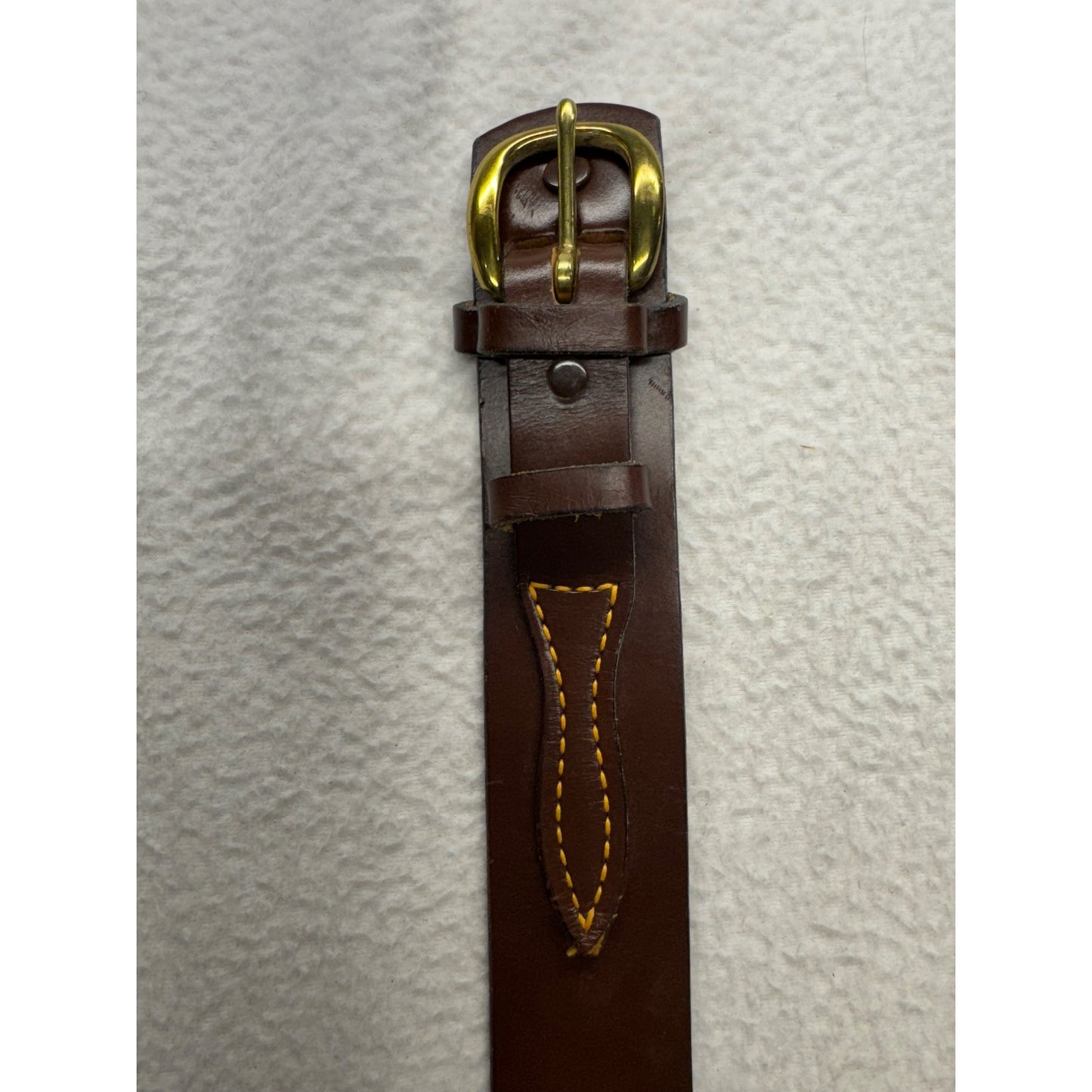 Brown Leather Belt With Brass Buckle - Top Grain Cowhide Made In USA 91B