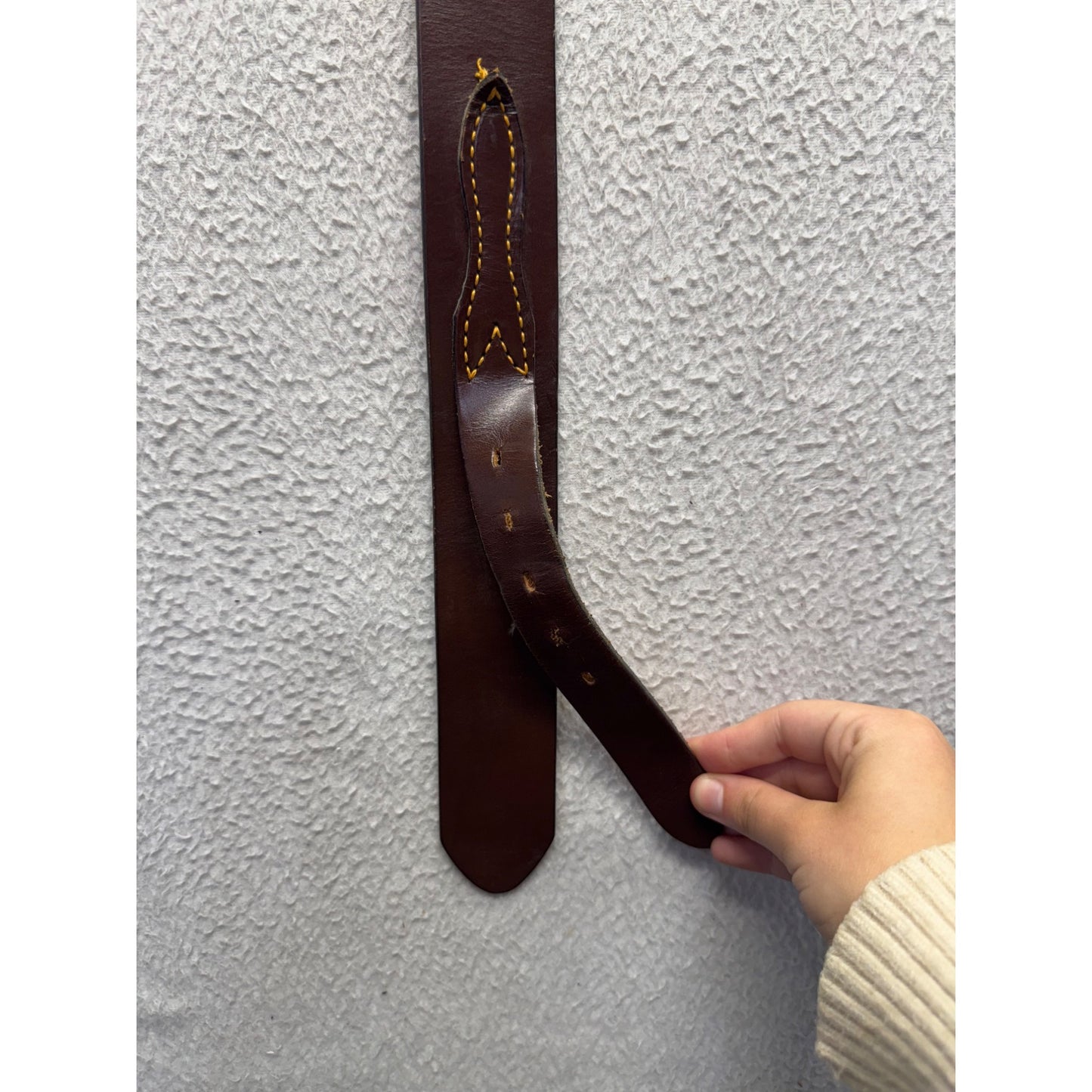 Brown Leather Belt With Brass Buckle - Top Grain Cowhide Made In USA 91B