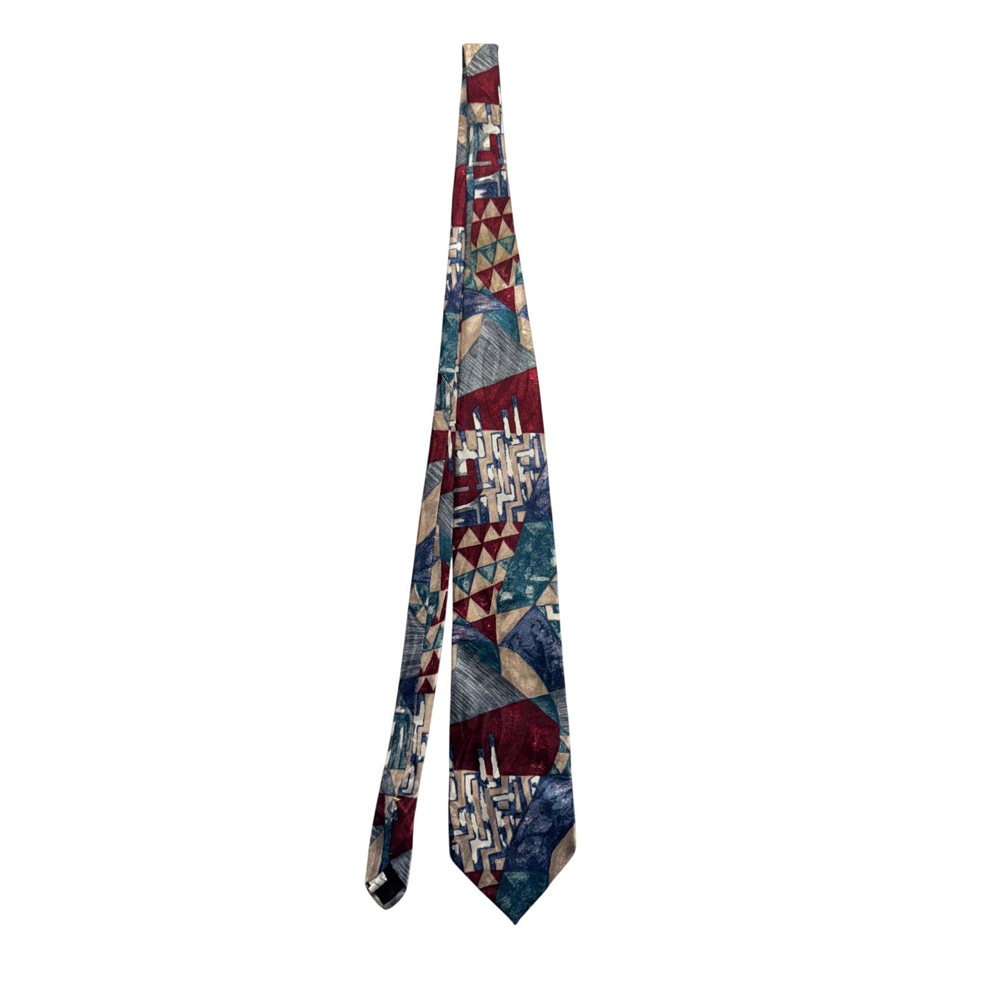 Wembley Multicolor Geometric Pattern Tie Made In USA 28" Silk Blend #9610