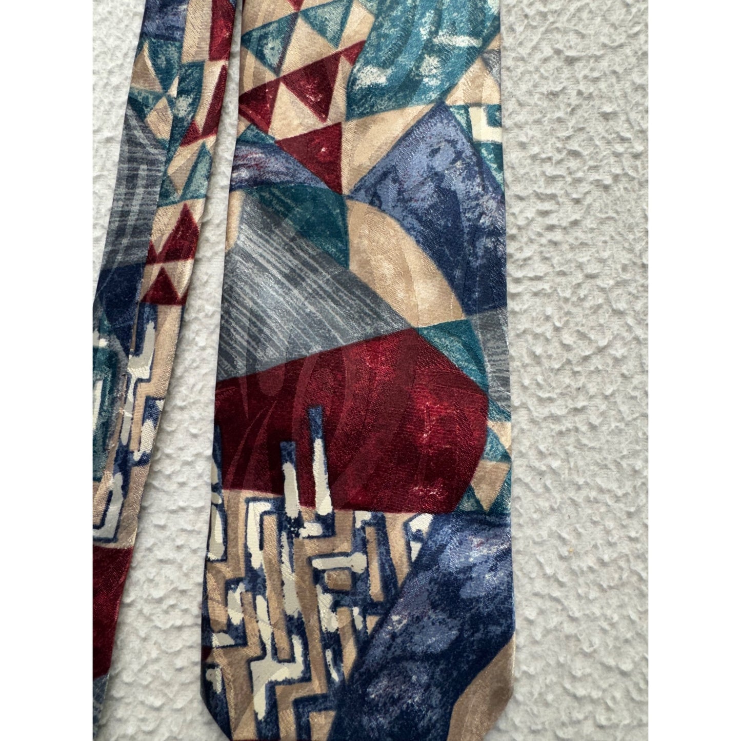 Wembley Multicolor Geometric Pattern Tie Made In USA 28" Silk Blend #9610