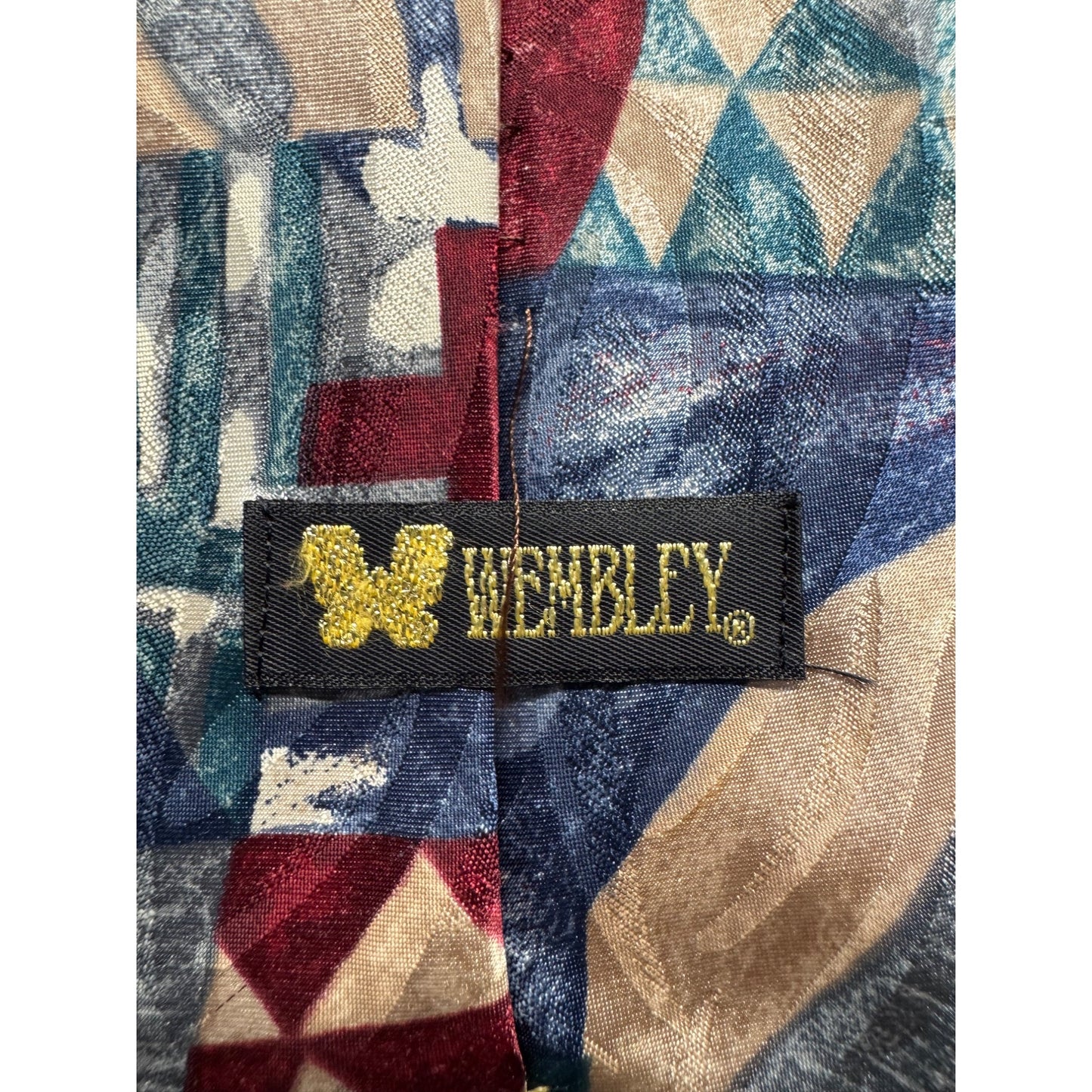 Wembley Multicolor Geometric Pattern Tie Made In USA 28" Silk Blend #9610