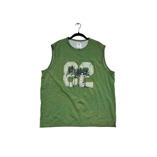 Green No Boundaries Palm Tree Graphic Tank Top XL 100% Cotton #611A