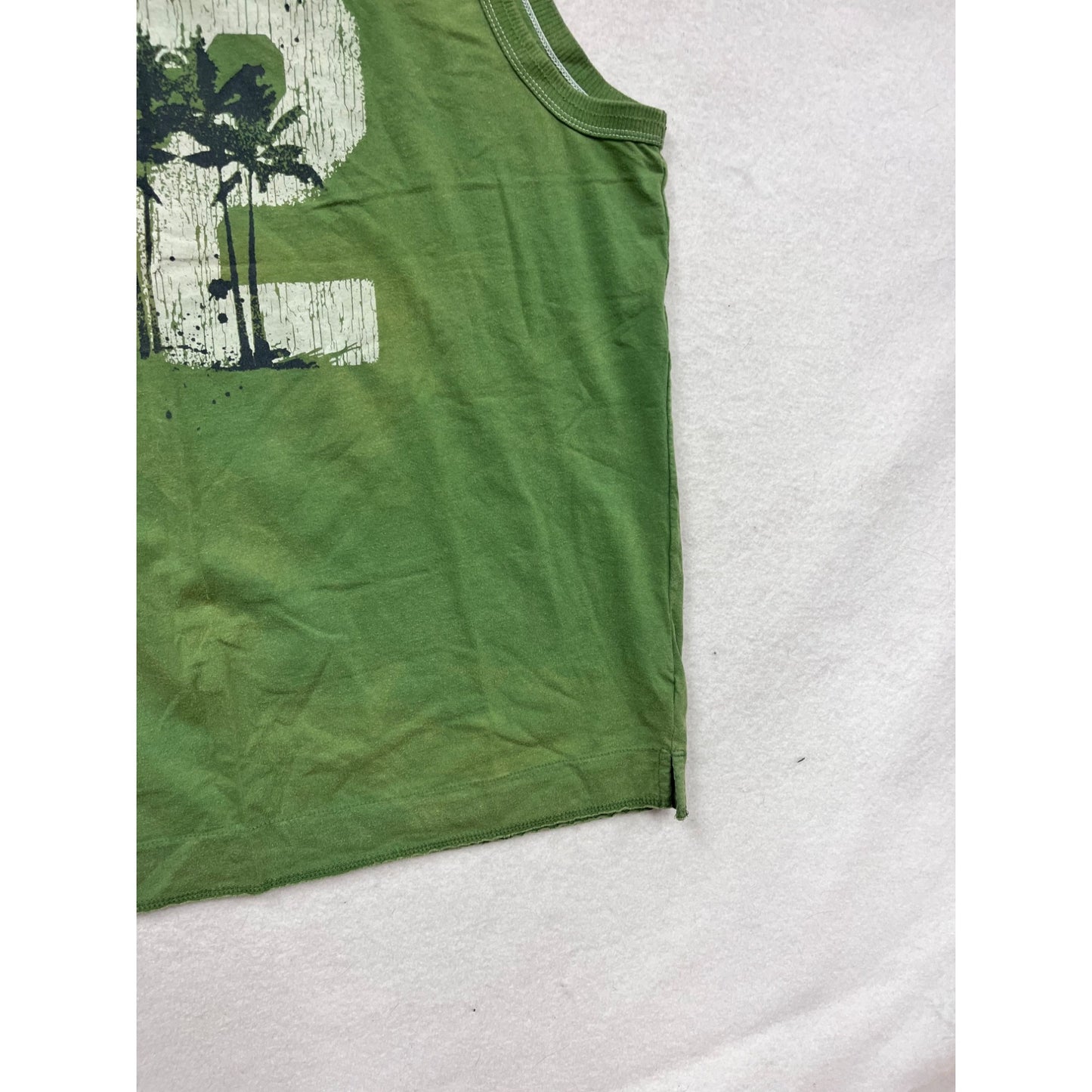 Green No Boundaries Palm Tree Graphic Tank Top XL 100% Cotton #611A