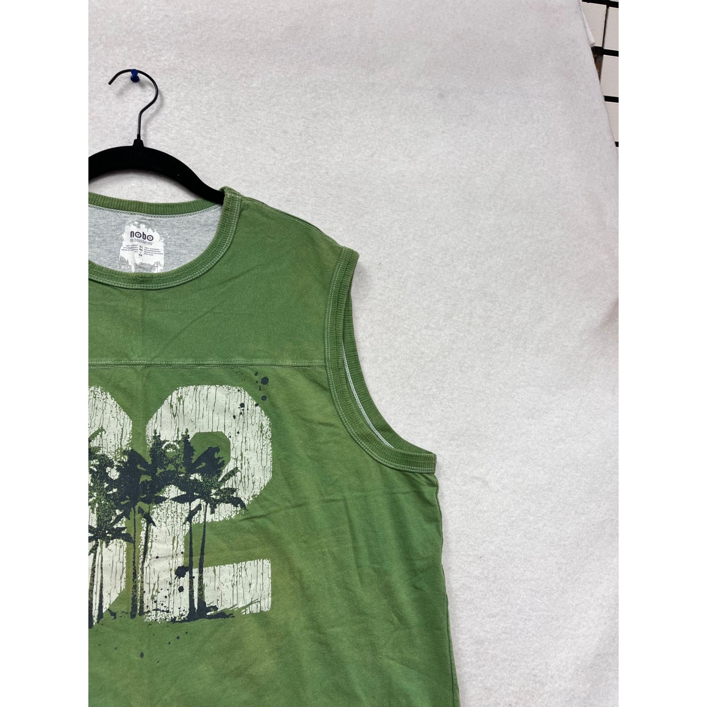 Green No Boundaries Palm Tree Graphic Tank Top XL 100% Cotton #611A