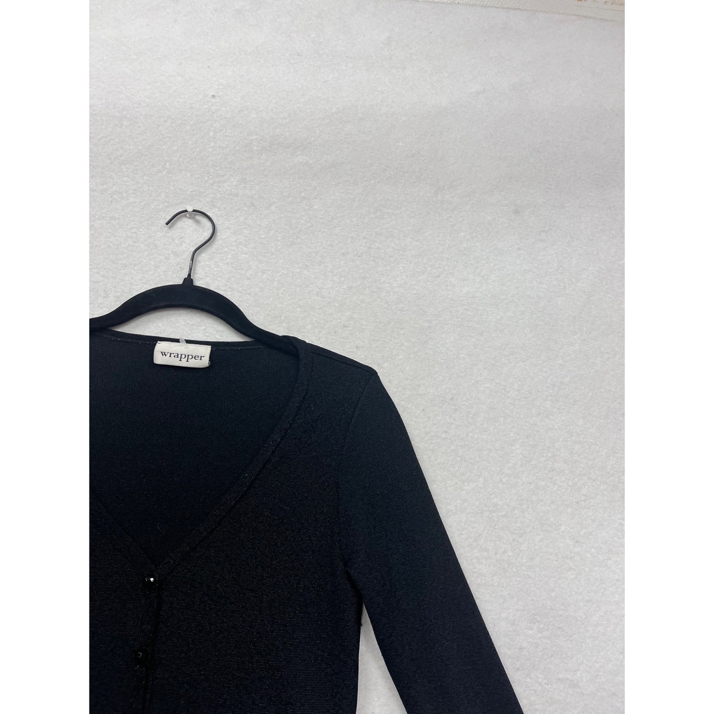 Wrapper Black Long Sleeve V-Neck Cardigan #348A