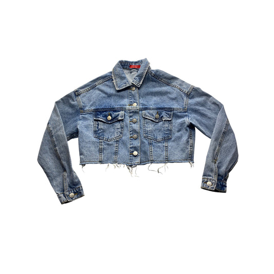 Cropped Denim Jacket With Frayed Hem  By HH Jeans Los Angeles #7278