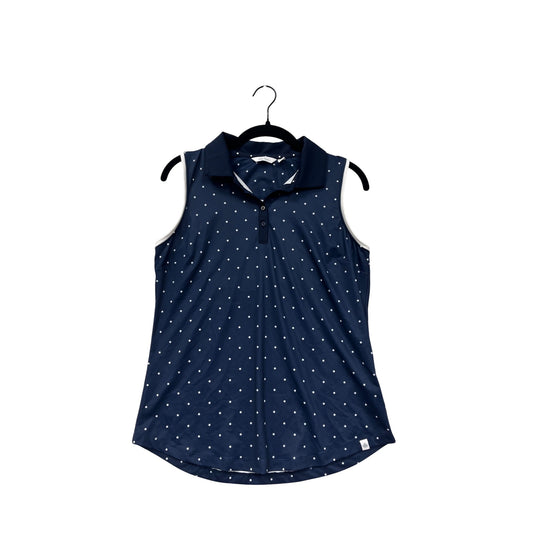 Lady Hagen Womens Sleeveless Navy Star Print Polo Shirt S #6868