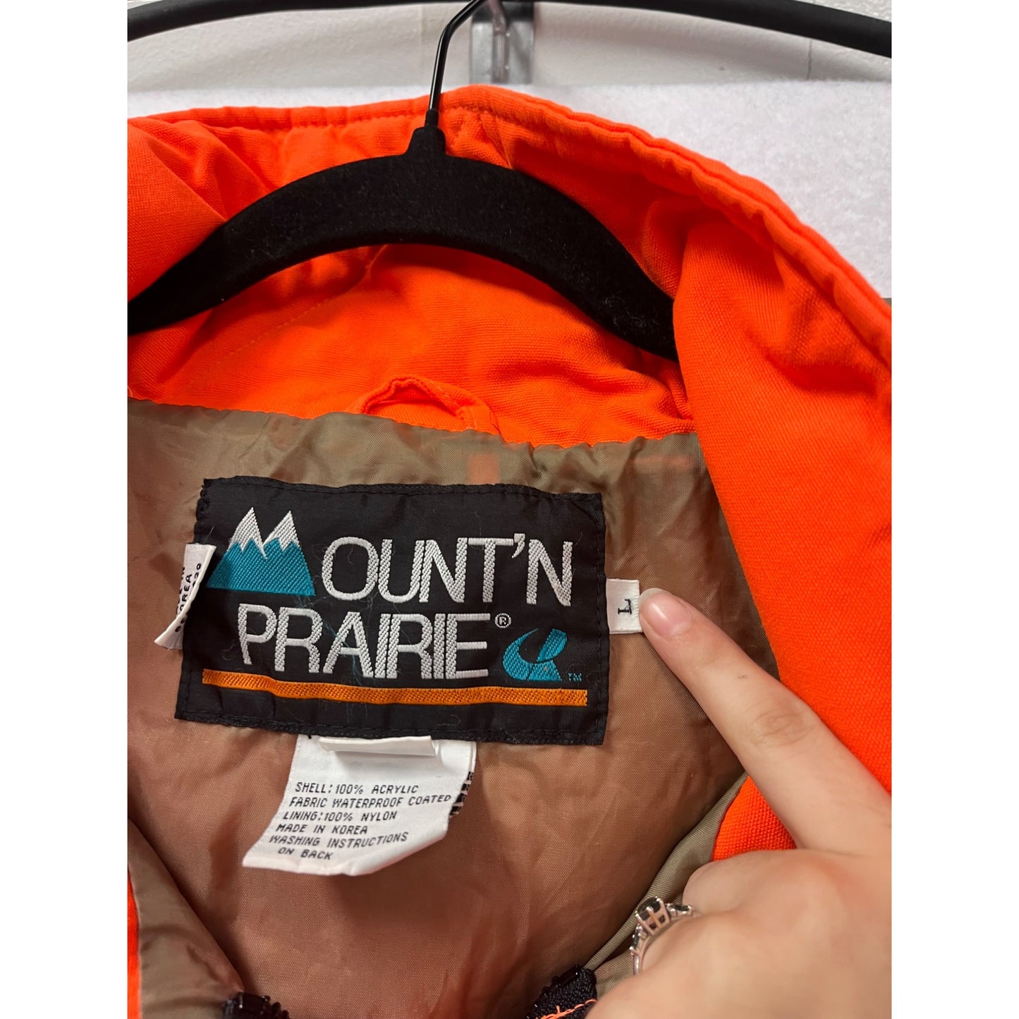 Vintage Mount Prairie Waterproof Orange Hunting Jacket With Hood L #8951