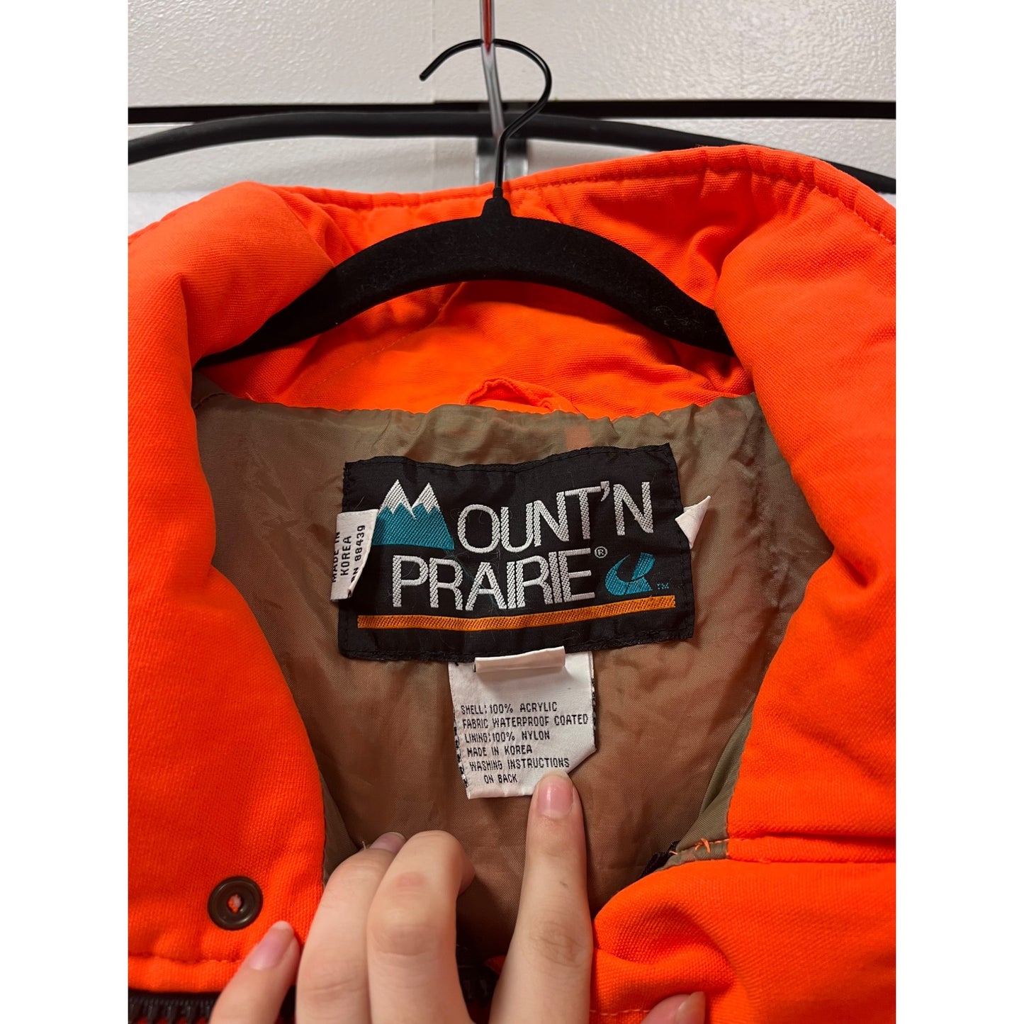 Vintage Mount Prairie Waterproof Orange Hunting Jacket With Hood L #8951