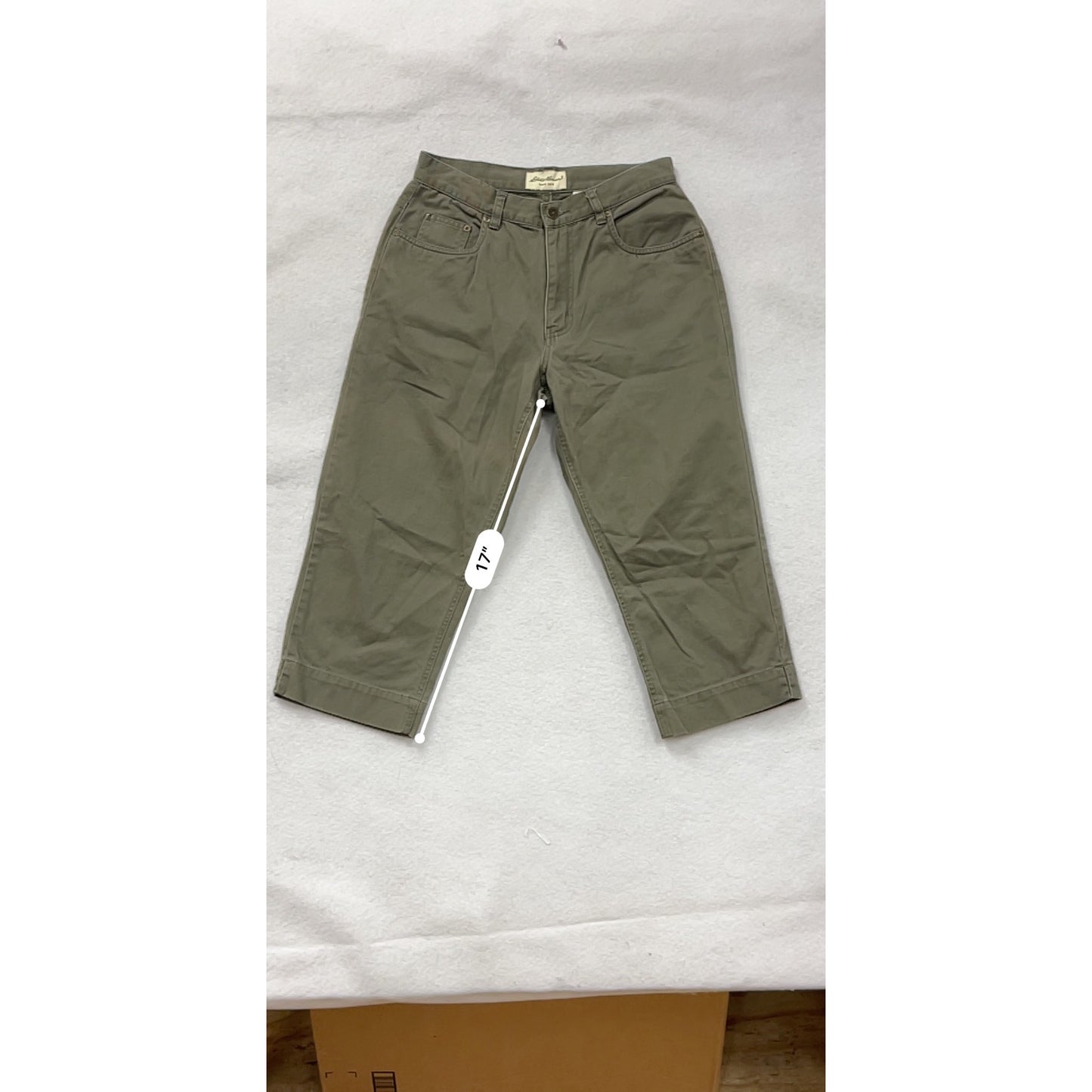 Eddie Bauer Womens Petite 8 Olive Green 100% Cotton Cropped Pants #6724