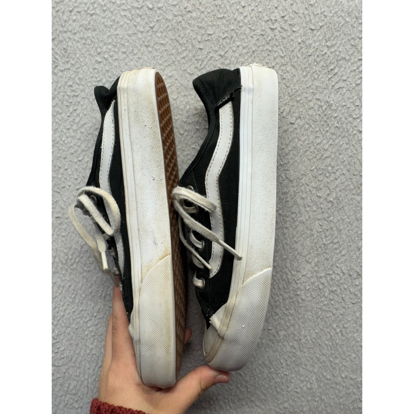 Vintage Vans Old Skool Black & White Canvas Sneakers Size 7.5 Skater 332B