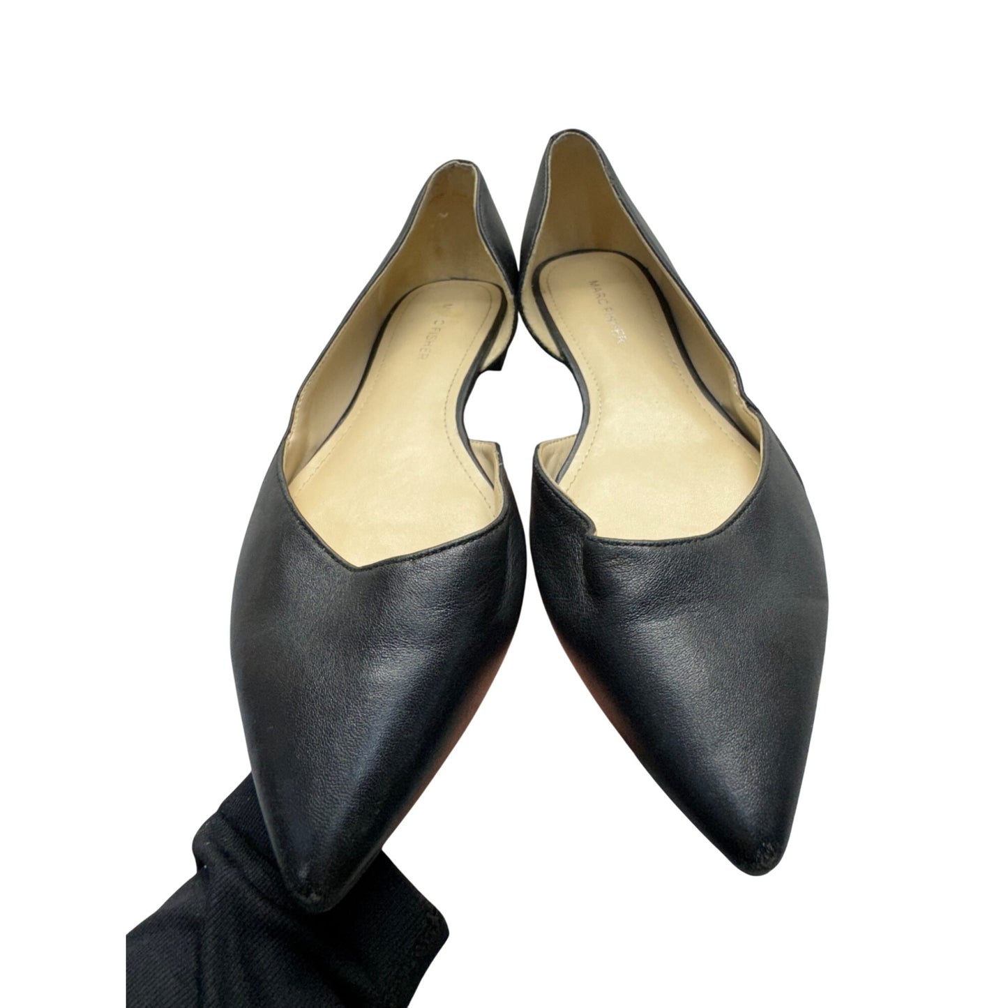 Marc Fisher Black Leather Pointed Toe Flats Size 8M #9400