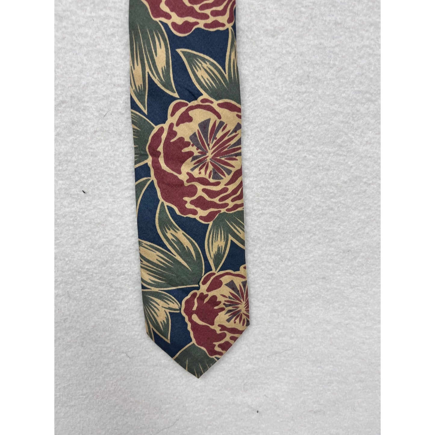 Kuppenheimer Floral Silk Tie Navy/Red Made In Italy #8665