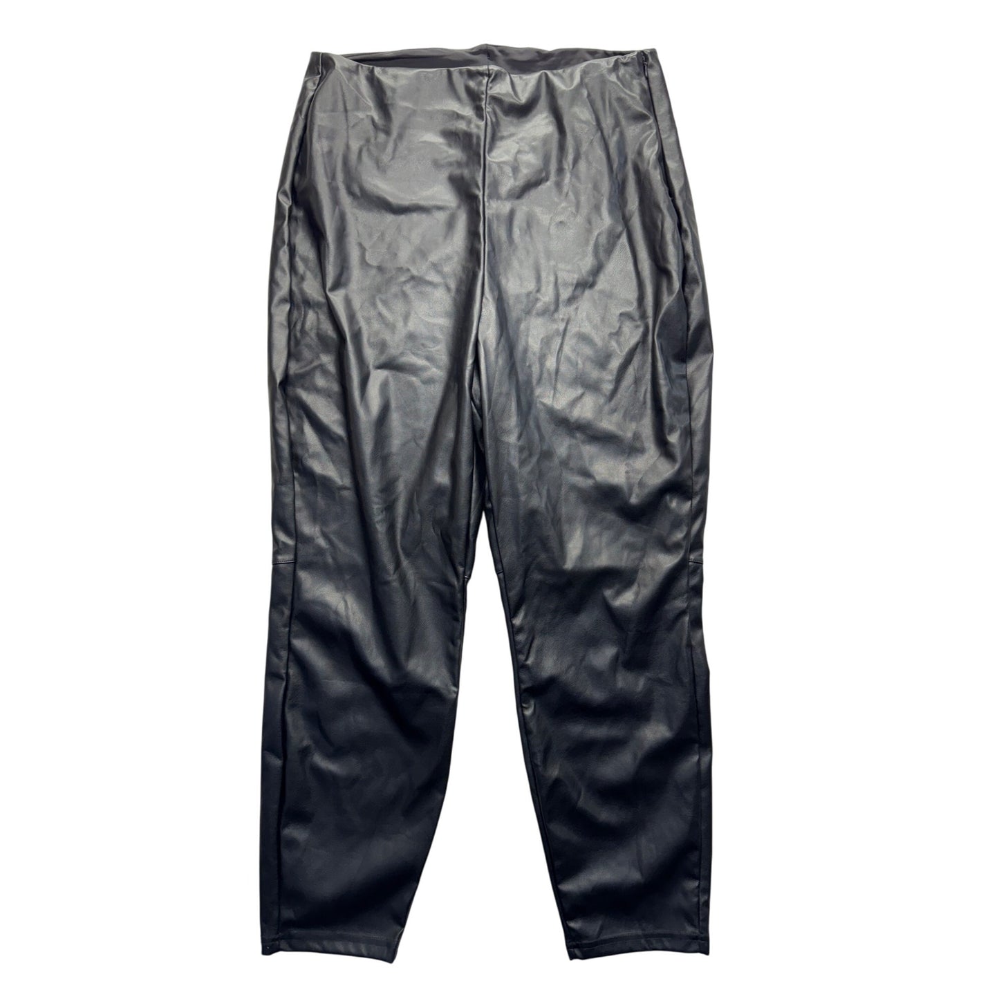 Fabletics 2X Black Faux Leather HighRise Pants Stretchy/Comfortable 452B