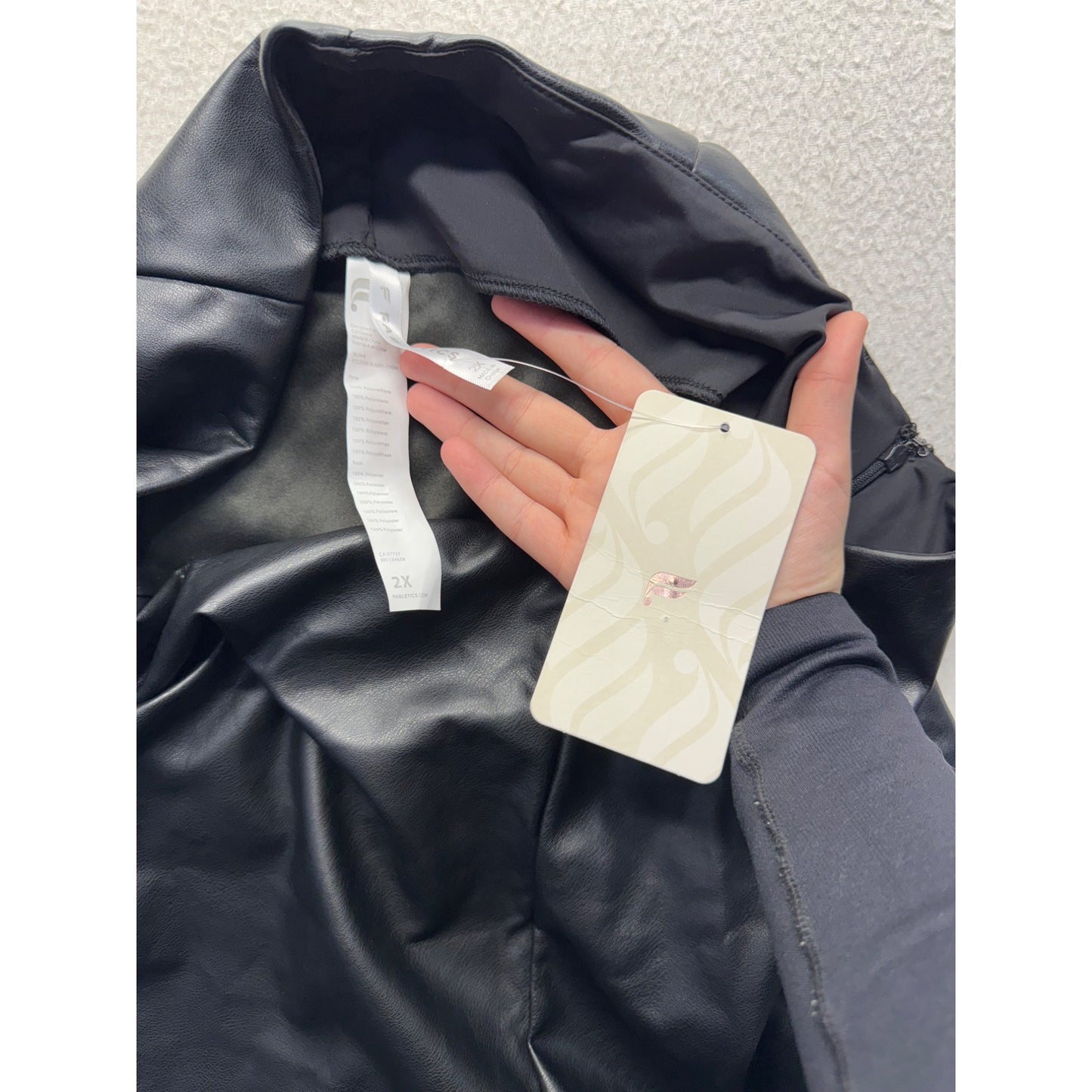 Fabletics 2X Black Faux Leather HighRise Pants Stretchy/Comfortable 452B