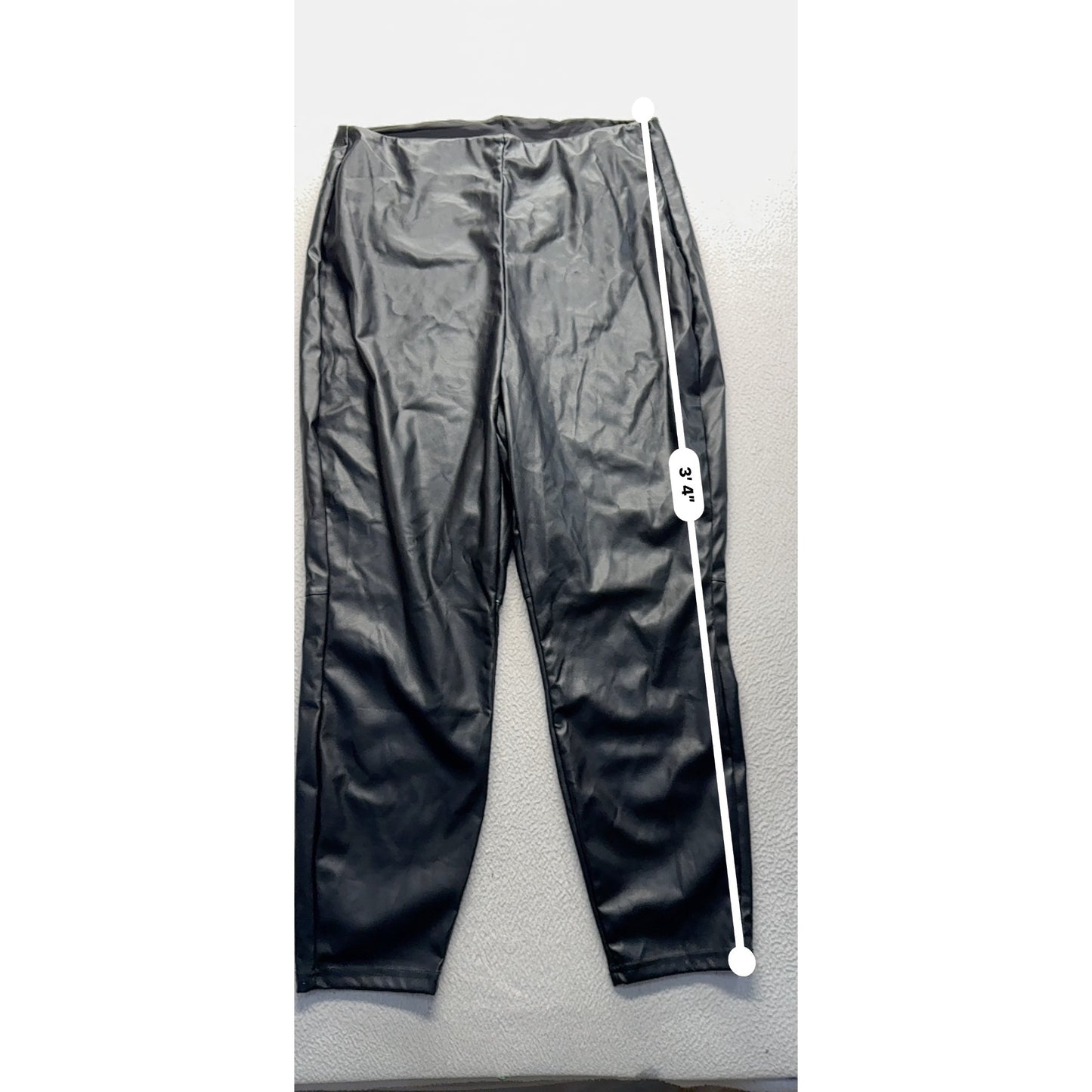 Fabletics 2X Black Faux Leather HighRise Pants Stretchy/Comfortable 452B