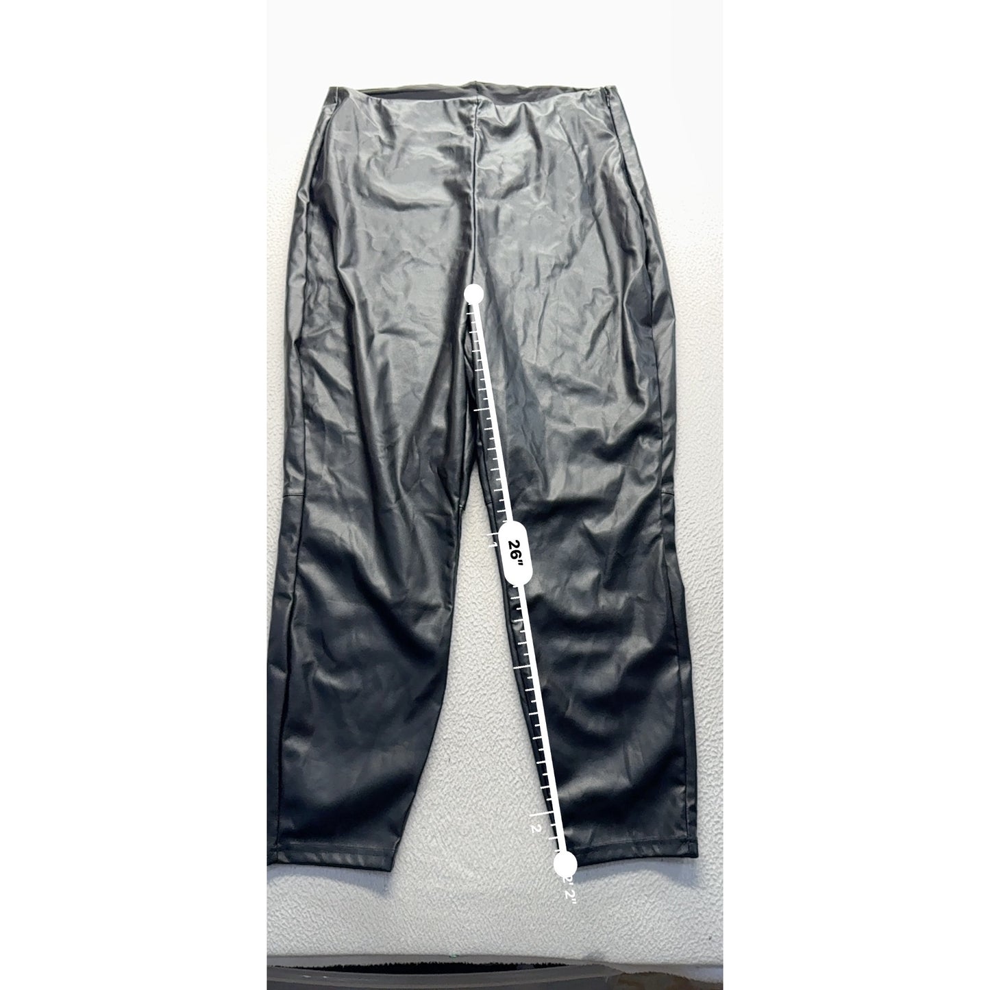 Fabletics 2X Black Faux Leather HighRise Pants Stretchy/Comfortable 452B