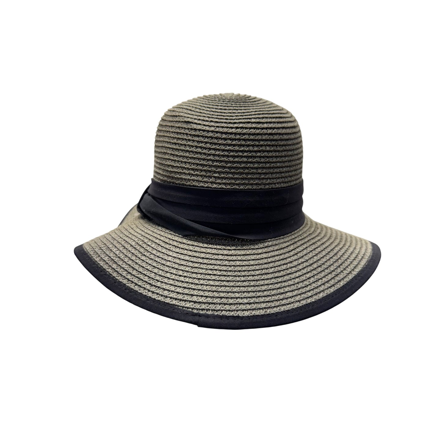 E-Star By Kato Designs Wide Brim Straw Hat With Black Band #9848