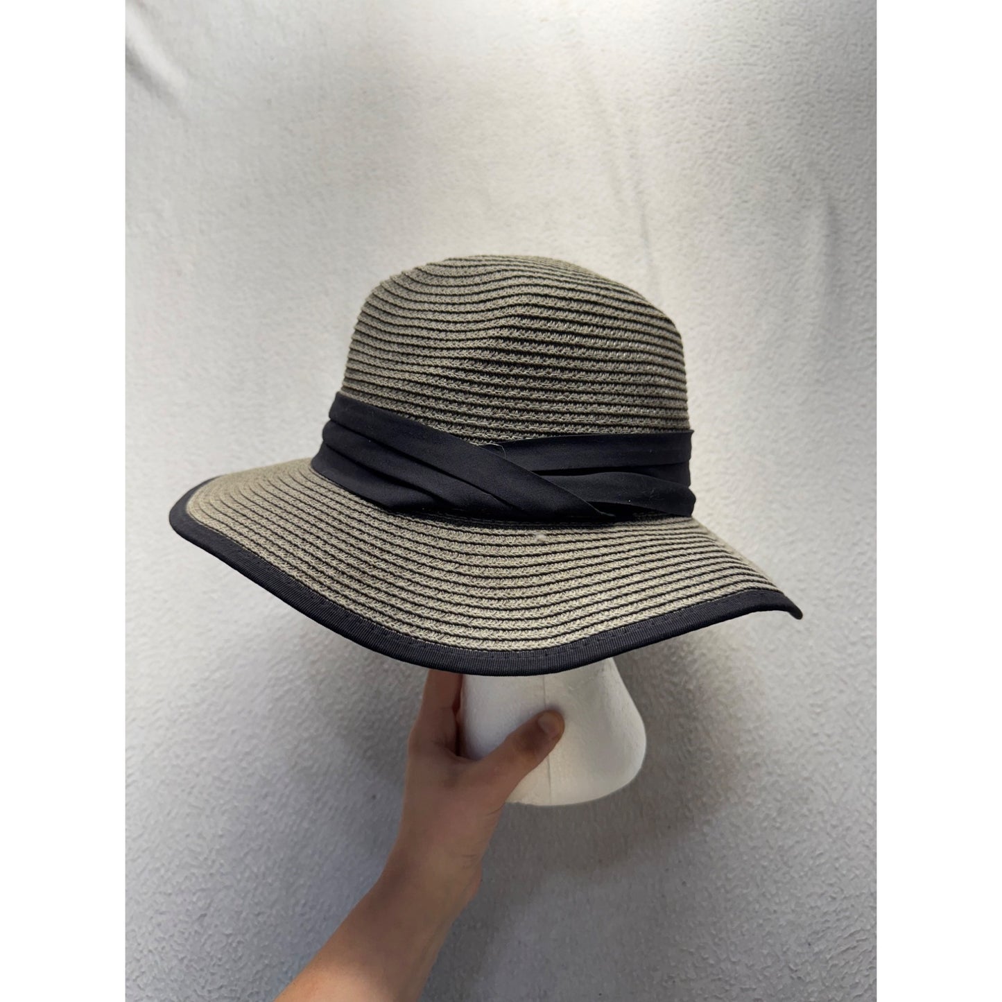 E-Star By Kato Designs Wide Brim Straw Hat With Black Band #9848