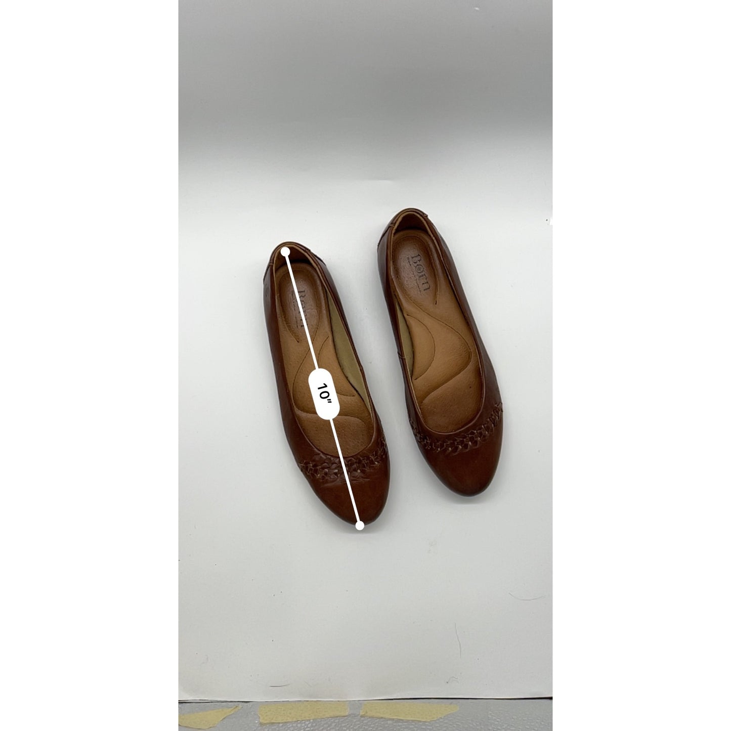 Born Womens Brown Leather Flats With Woven Toe Detail #6641