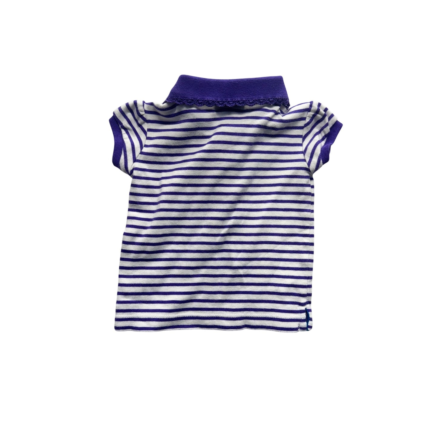 Ralph Lauren Baby Girls Polo Shirt 12M Purple & White Striped Cotton #9103