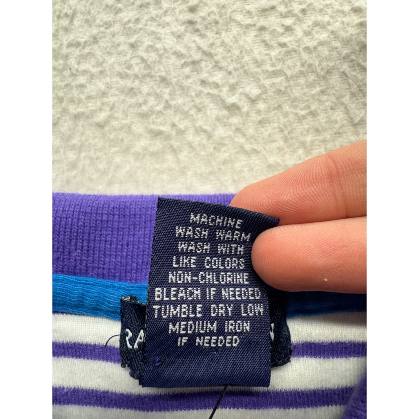 Ralph Lauren Baby Girls Polo Shirt 12M Purple & White Striped Cotton #9103