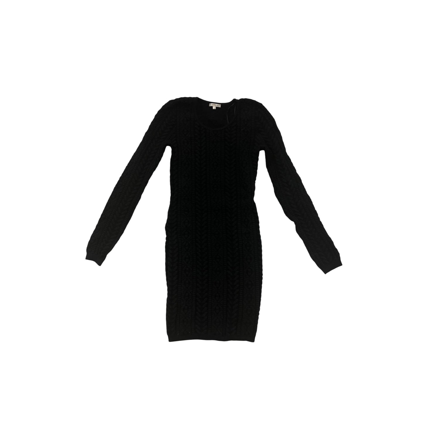 Black Long-Sleeve Cable Knit Sweater Dress By Matty M #100A