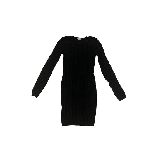 Black Long-Sleeve Cable Knit Sweater Dress By Matty M #100A