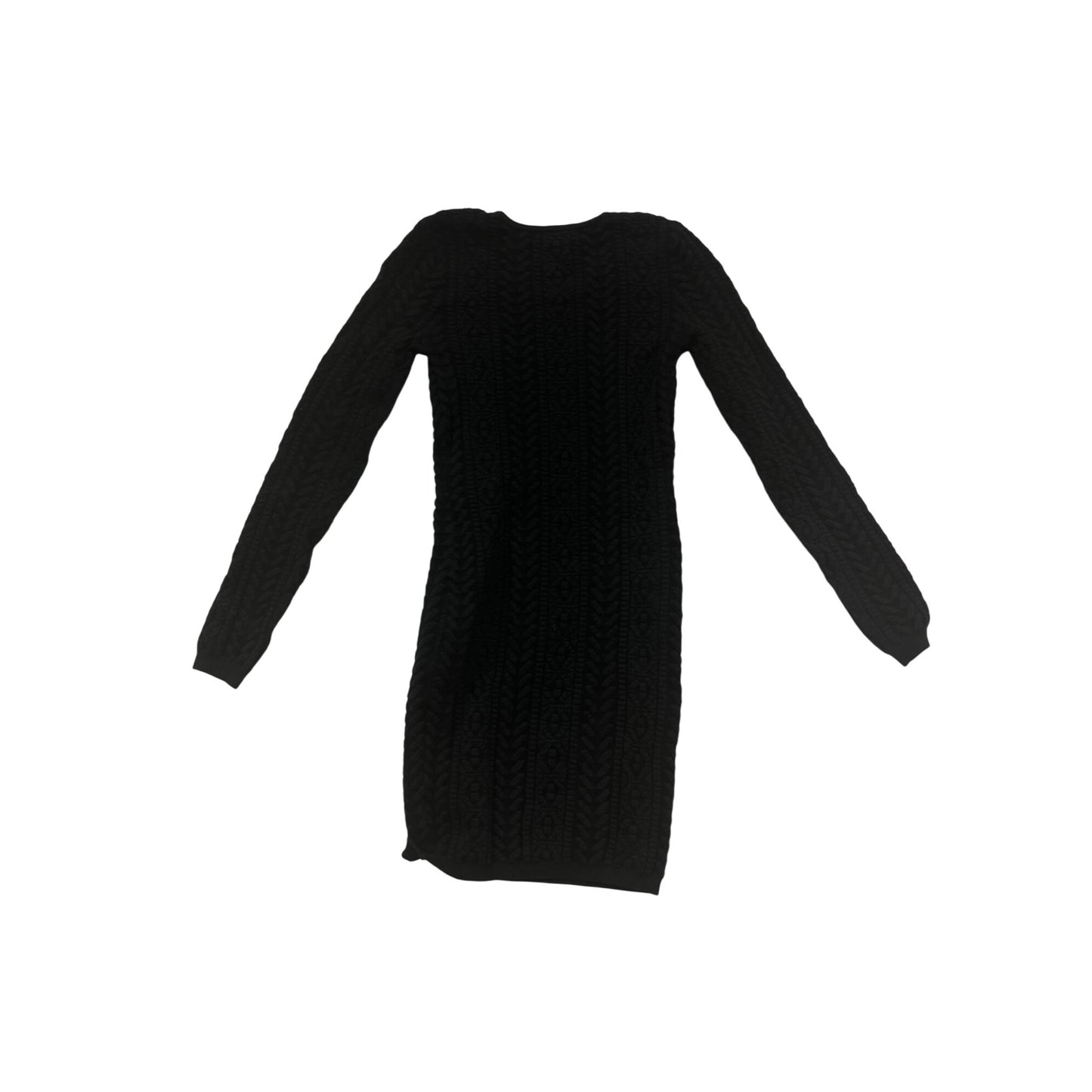 Black Long-Sleeve Cable Knit Sweater Dress By Matty M #100A