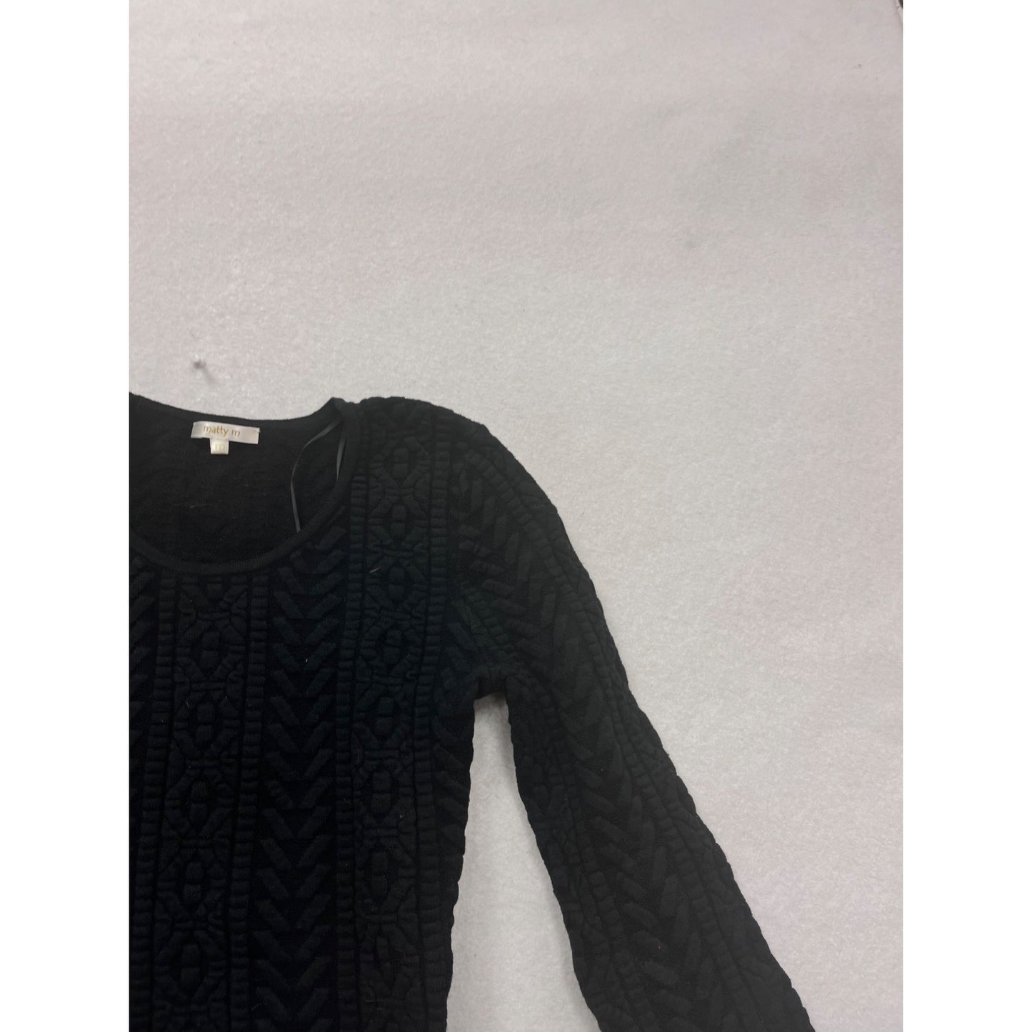 Black Long-Sleeve Cable Knit Sweater Dress By Matty M #100A