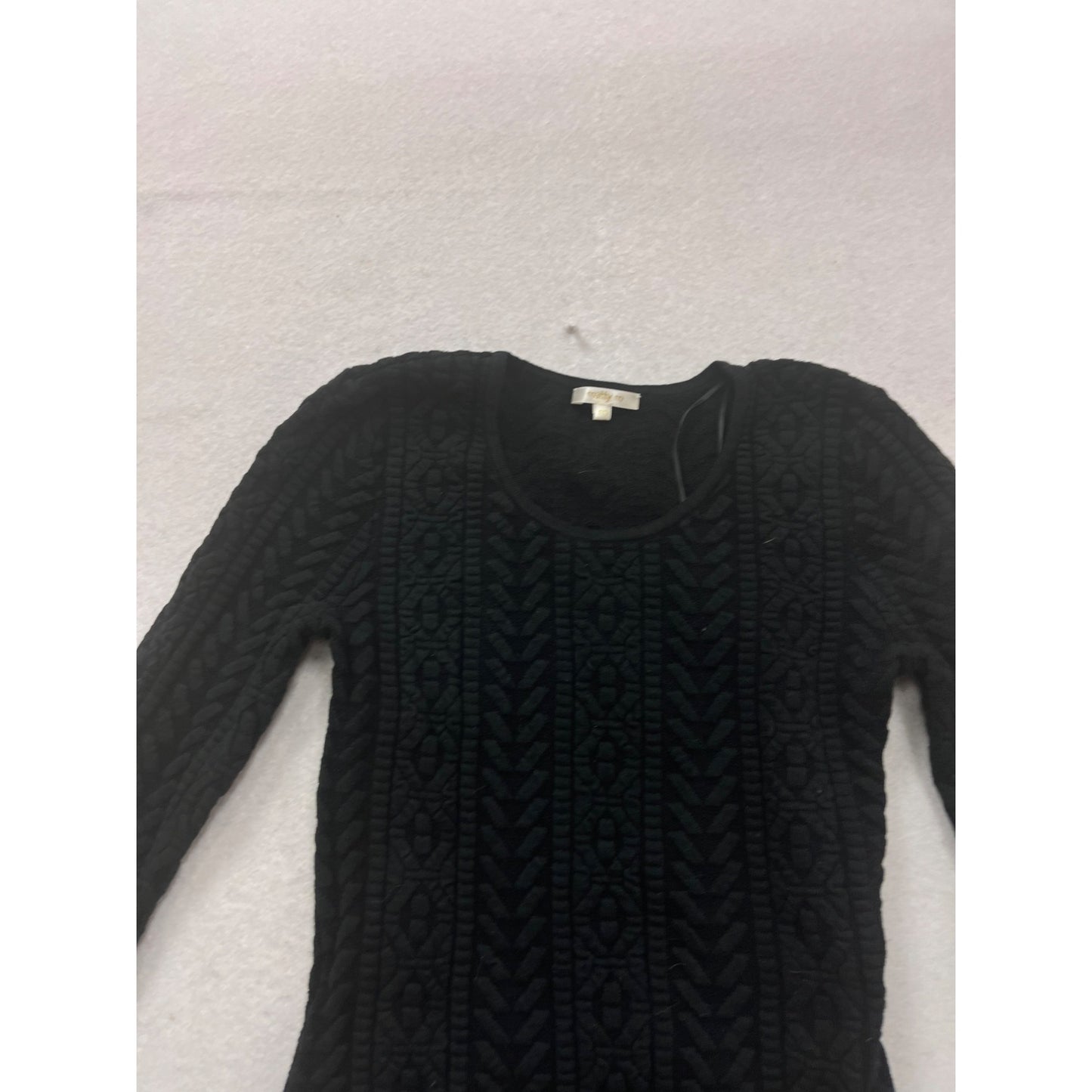 Black Long-Sleeve Cable Knit Sweater Dress By Matty M #100A