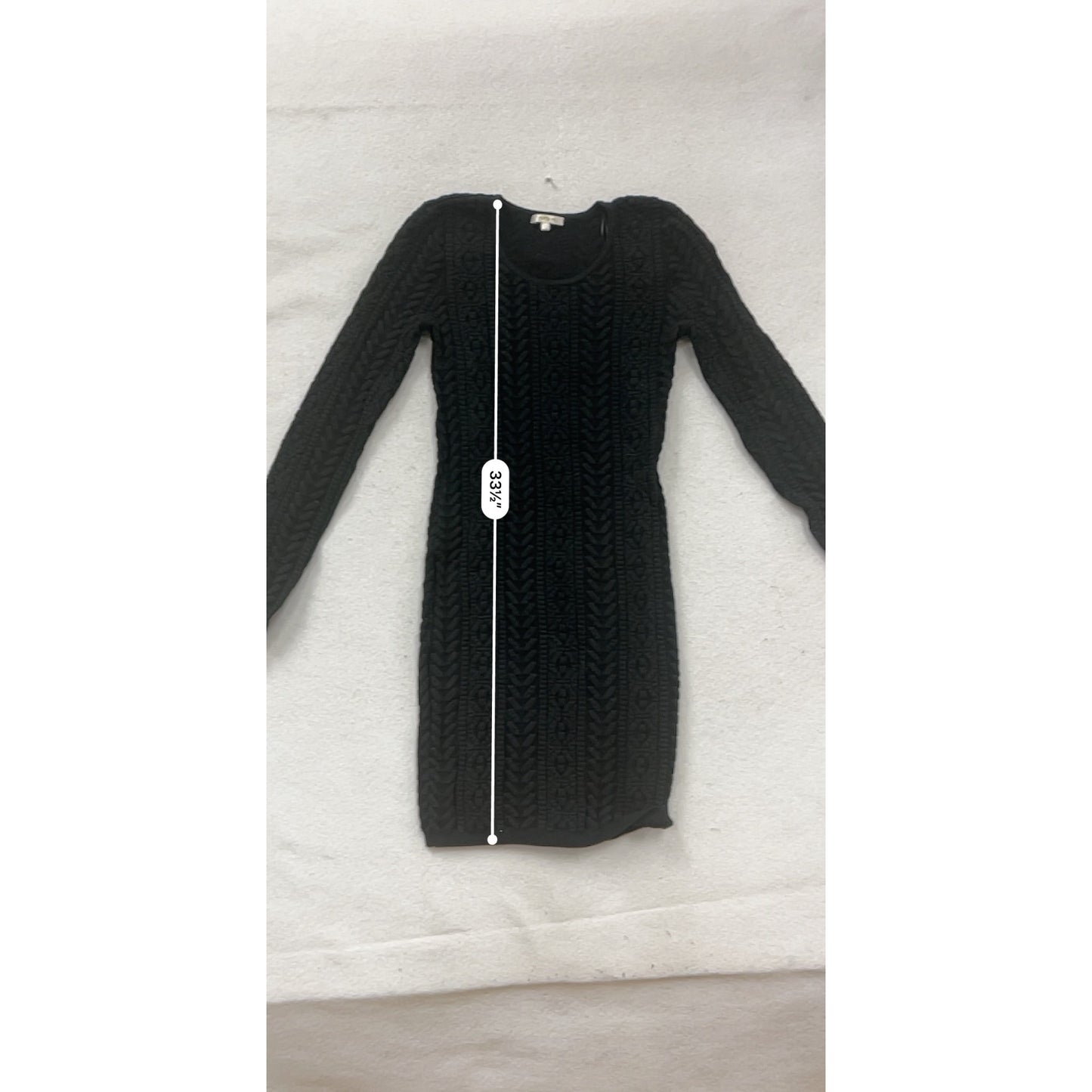 Black Long-Sleeve Cable Knit Sweater Dress By Matty M #100A