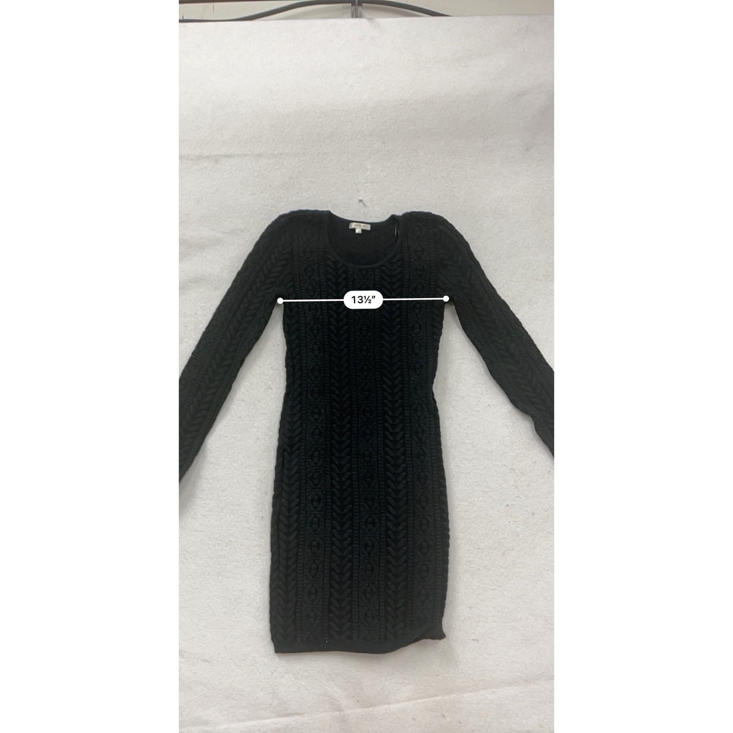 Black Long-Sleeve Cable Knit Sweater Dress By Matty M #100A
