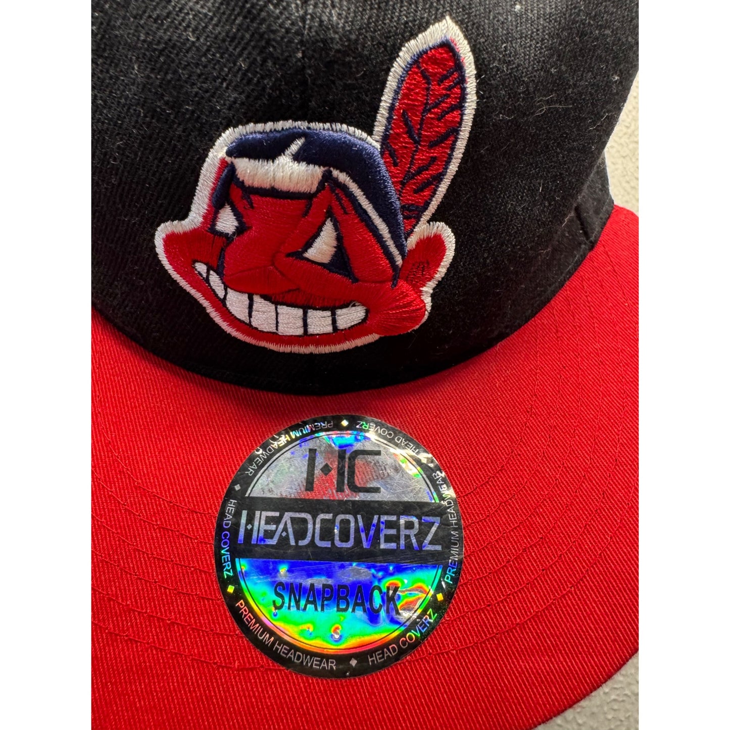 Cleveland Black & Red Snapback Hat With Embroidered Logo By Headcoverz 29B