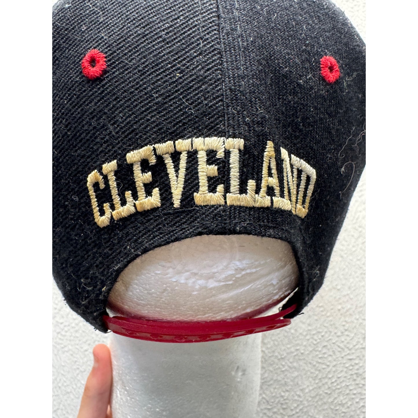 Cleveland Black & Red Snapback Hat With Embroidered Logo By Headcoverz 29B