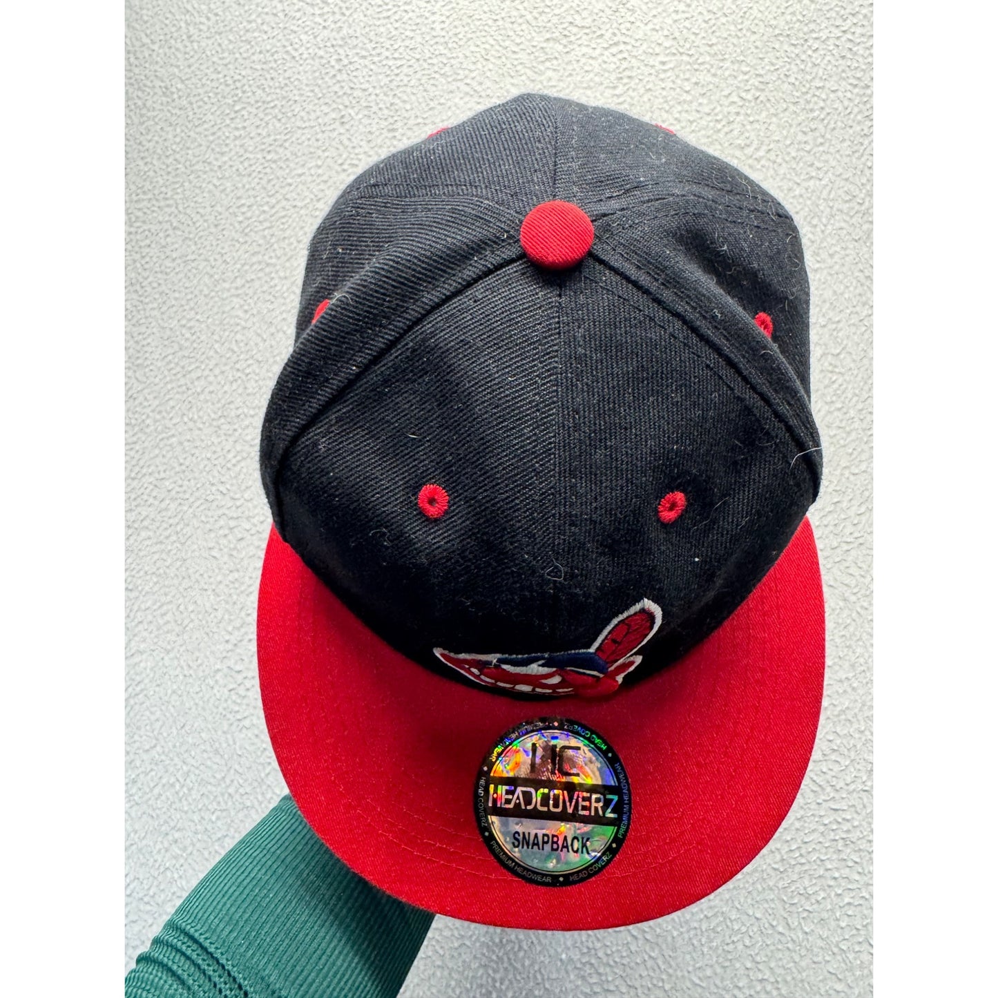 Cleveland Black & Red Snapback Hat With Embroidered Logo By Headcoverz 29B