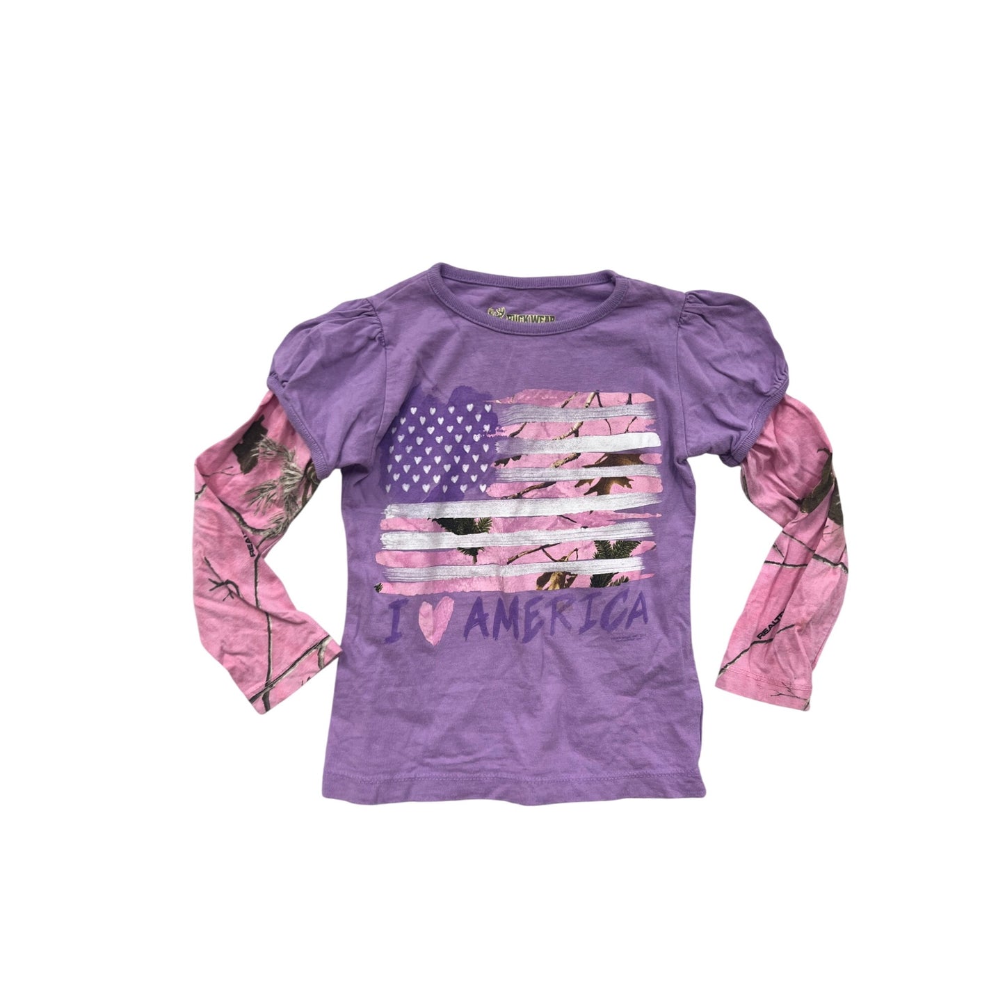 Buck Wear XS 2-4 Purple "I Love America" Long Sleeve T-Shirt #8630