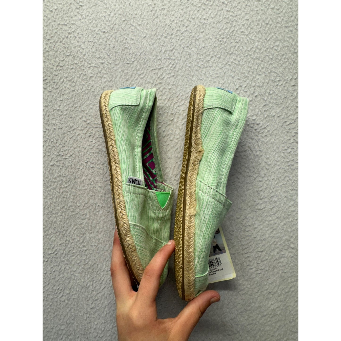 Toms Womens Green Slip-On Espadrilles Woven Sole Casual Shoes Size 8 9480