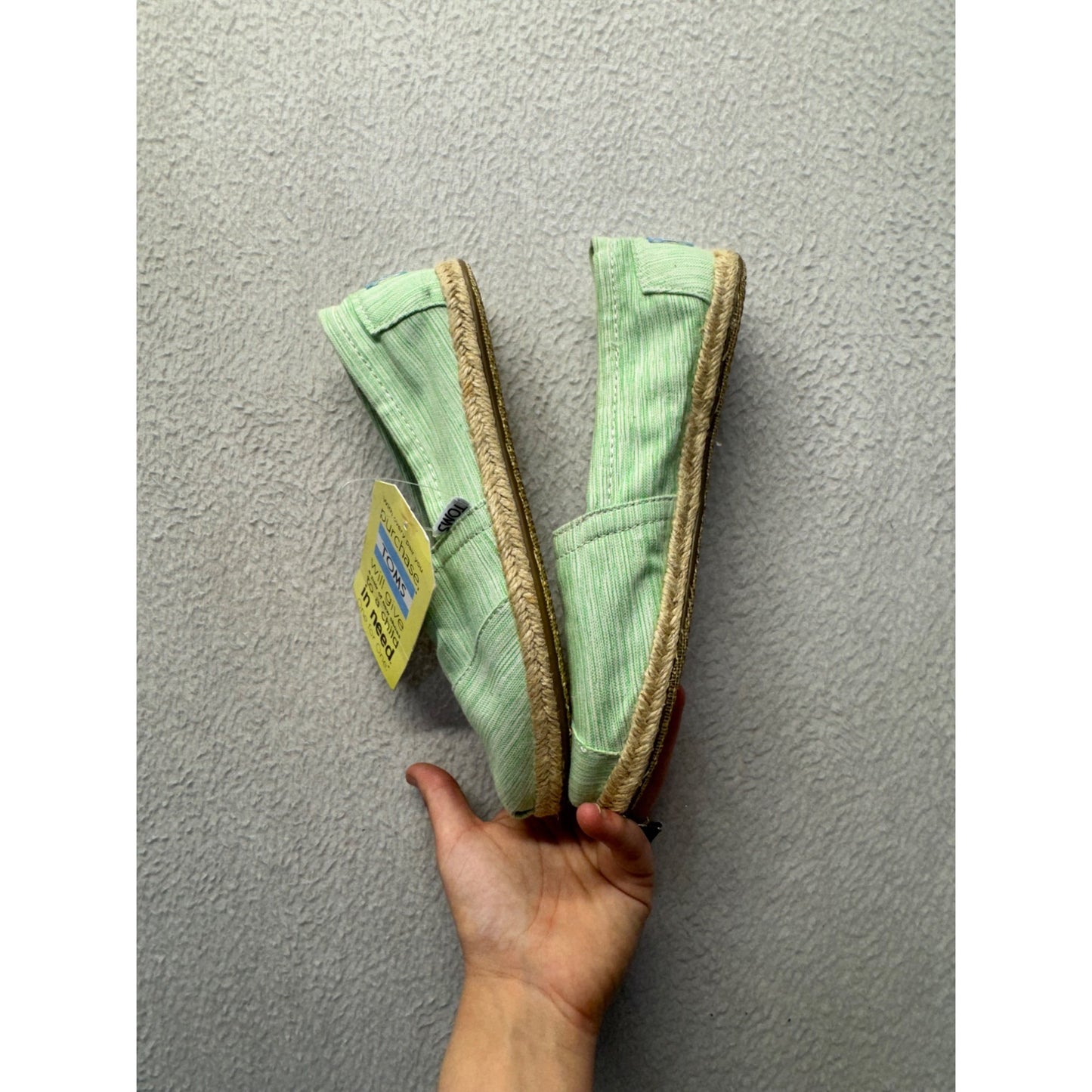 Toms Womens Green Slip-On Espadrilles Woven Sole Casual Shoes Size 8 9480