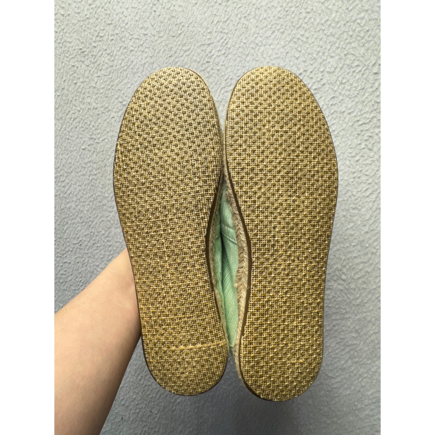 Toms Womens Green Slip-On Espadrilles Woven Sole Casual Shoes Size 8 9480