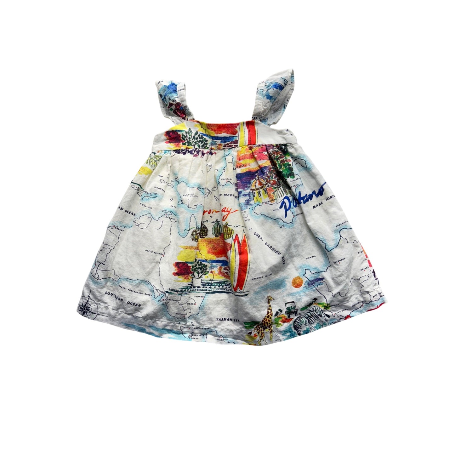 Baby Gap Toddler Map-Print Cotton Sundress 18-24 Months #9992