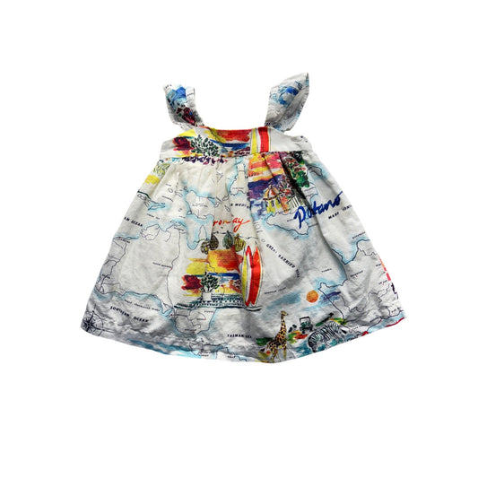 Baby Gap Toddler Map-Print Cotton Sundress 18-24 Months #9992