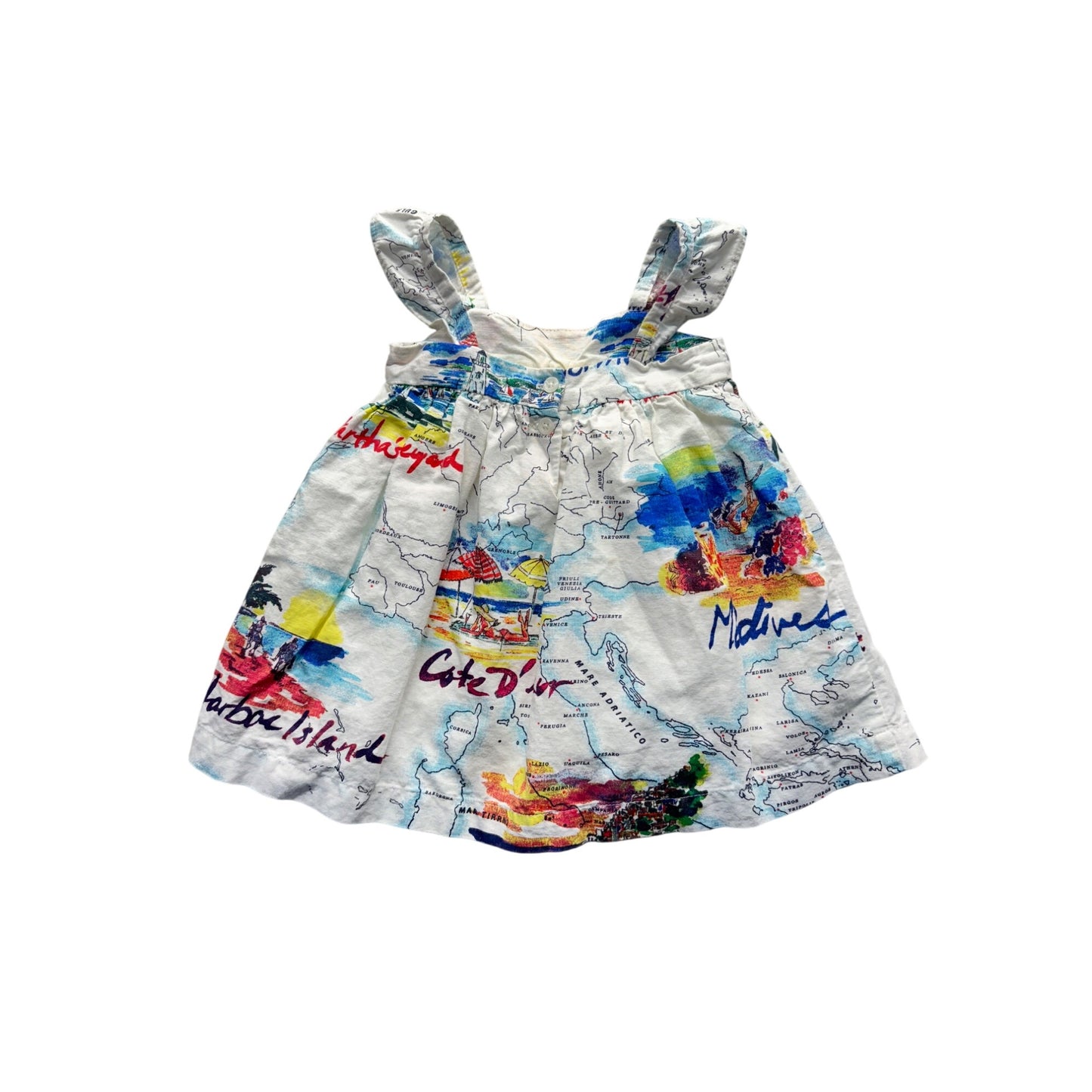 Baby Gap Toddler Map-Print Cotton Sundress 18-24 Months #9992
